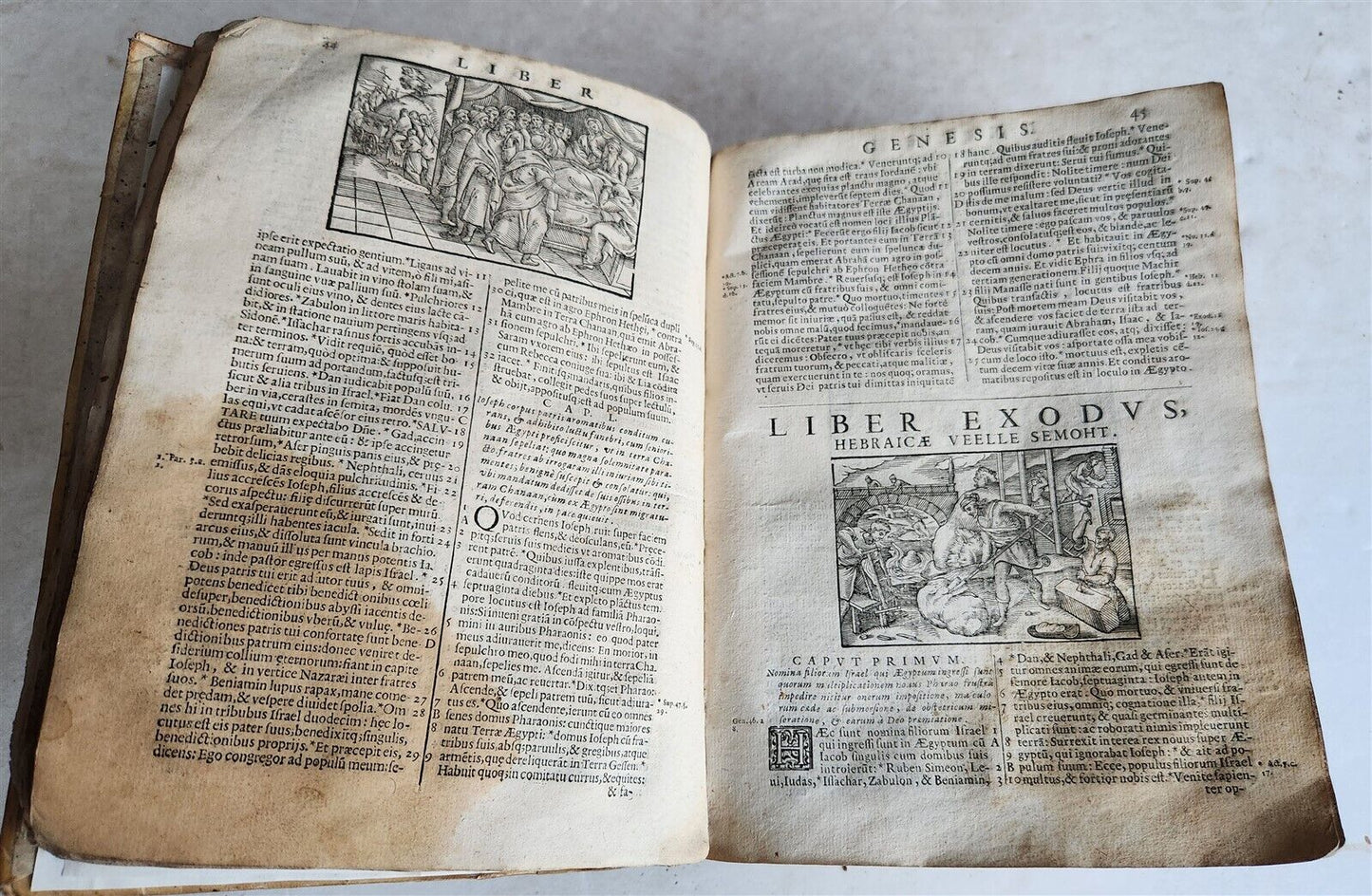 1697 BIBLE ILLUSTRATED antique VELLUM BOUND in LATIN BIBLIA SACRA