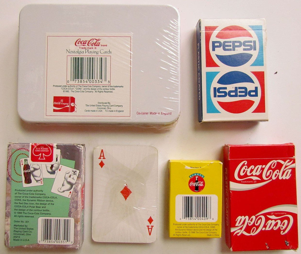LOT OF 6 COCA-COLA & PEPSI-COLA ADVERTISING PLAYING CARDS DECKS