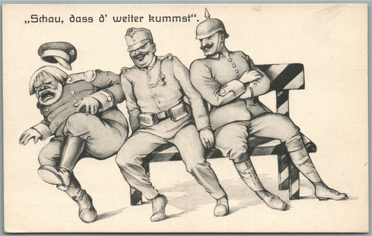 WWI ERA ANTI-GERMAN COMIC ANTIQUE POSTCARD