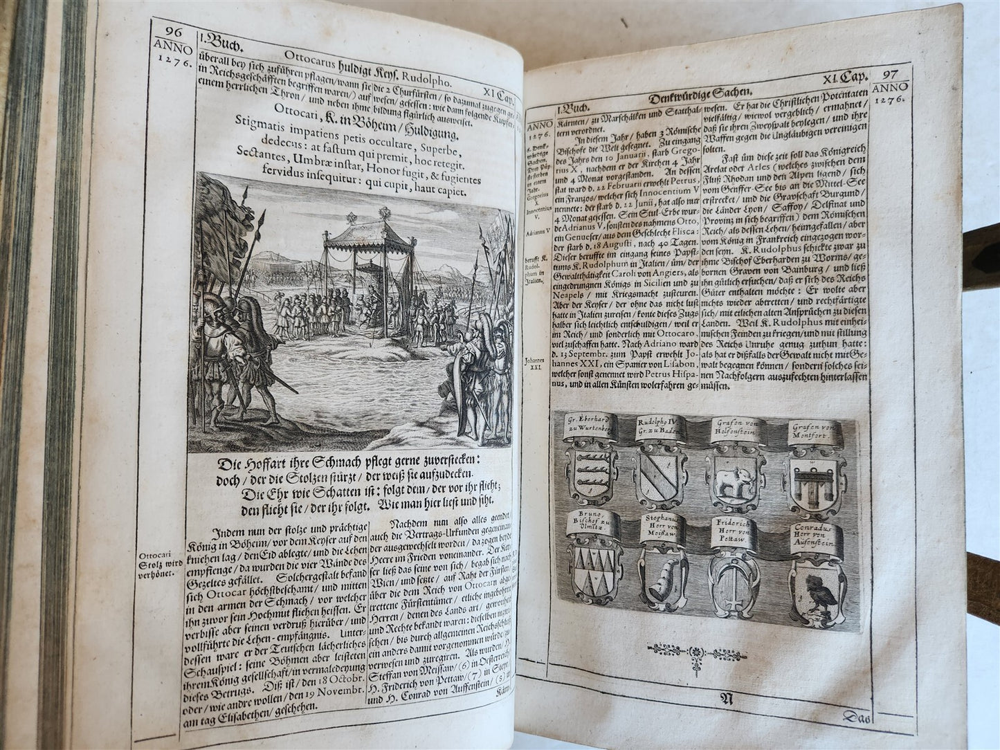 1668 HISTORY of AUSTRIA antique ILLUSTRATED w/ 200 PLATES PIGSKIN BOUND FOLIO