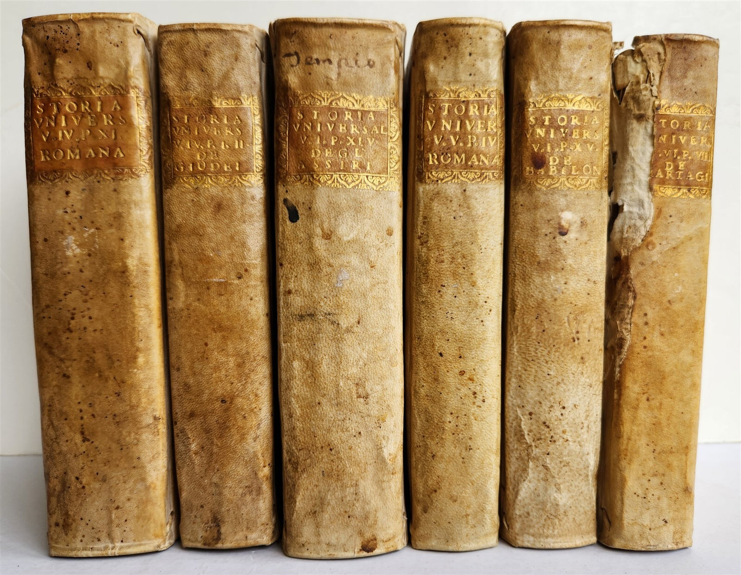 1741 UNIVERSAL HISTORY 7 VOLUMES antique ILLUSTRATED w/ MAPS in ITALIAN vellum