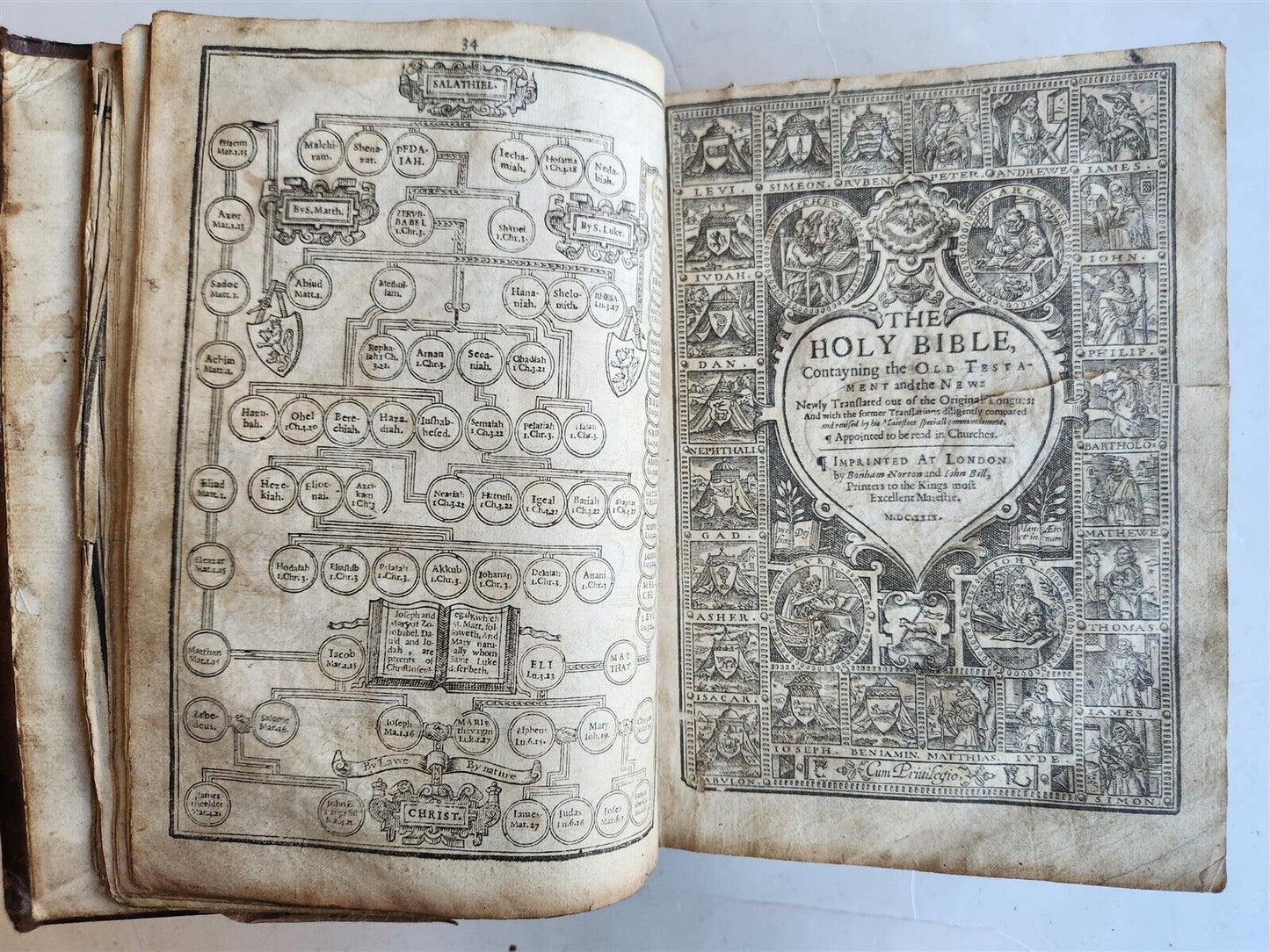 1629 BIBLE in ENGLISH antique ILLUSTRATED Old & New Testament