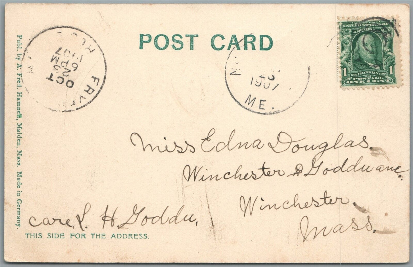 CENTER LOVELL ME MAIN STREET ANTIQUE POSTCARD