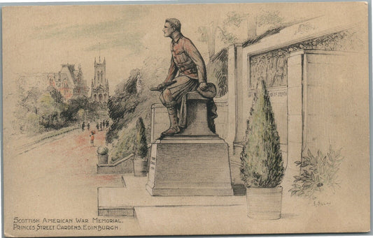 SCOTTISH AMERICAN WAR MEMORIAL EDINBURGH ANTIQUE POSTCARD
