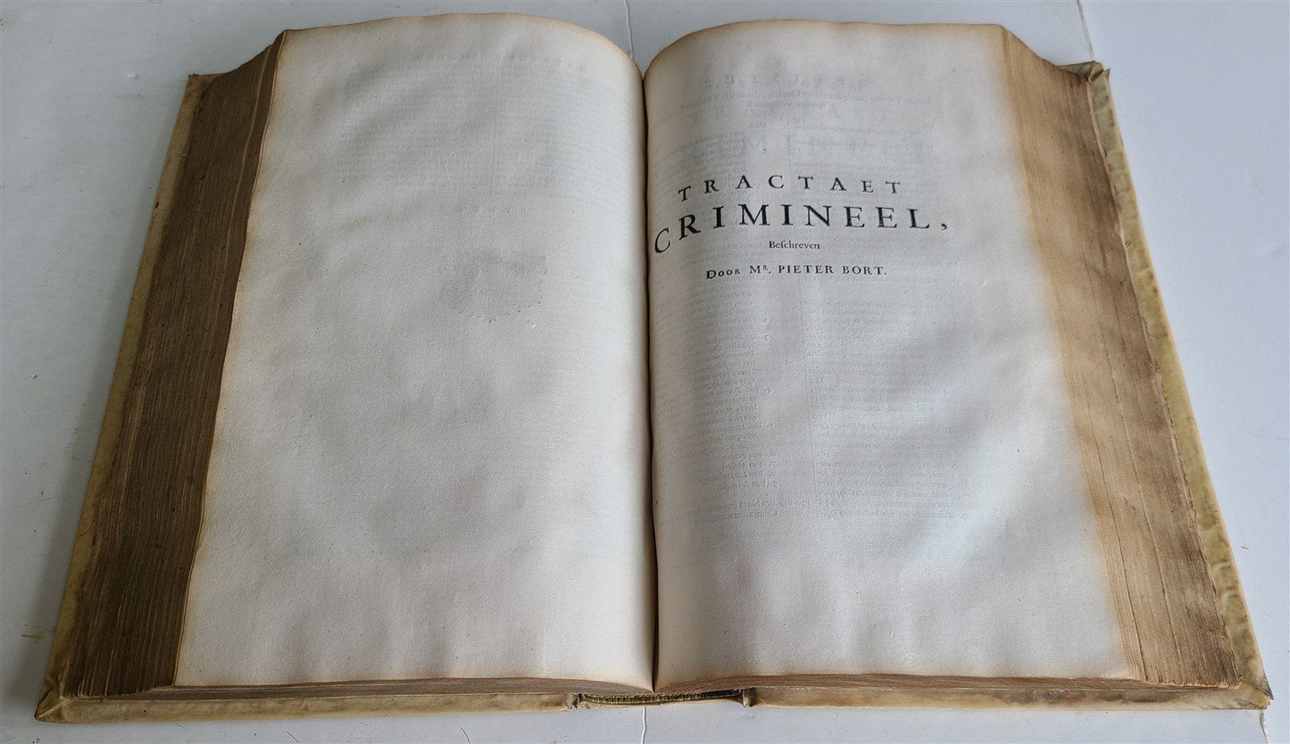 1688 DUTCH LAW BOOK antique VELLUM BOUND FOLIO 17th CENTURY