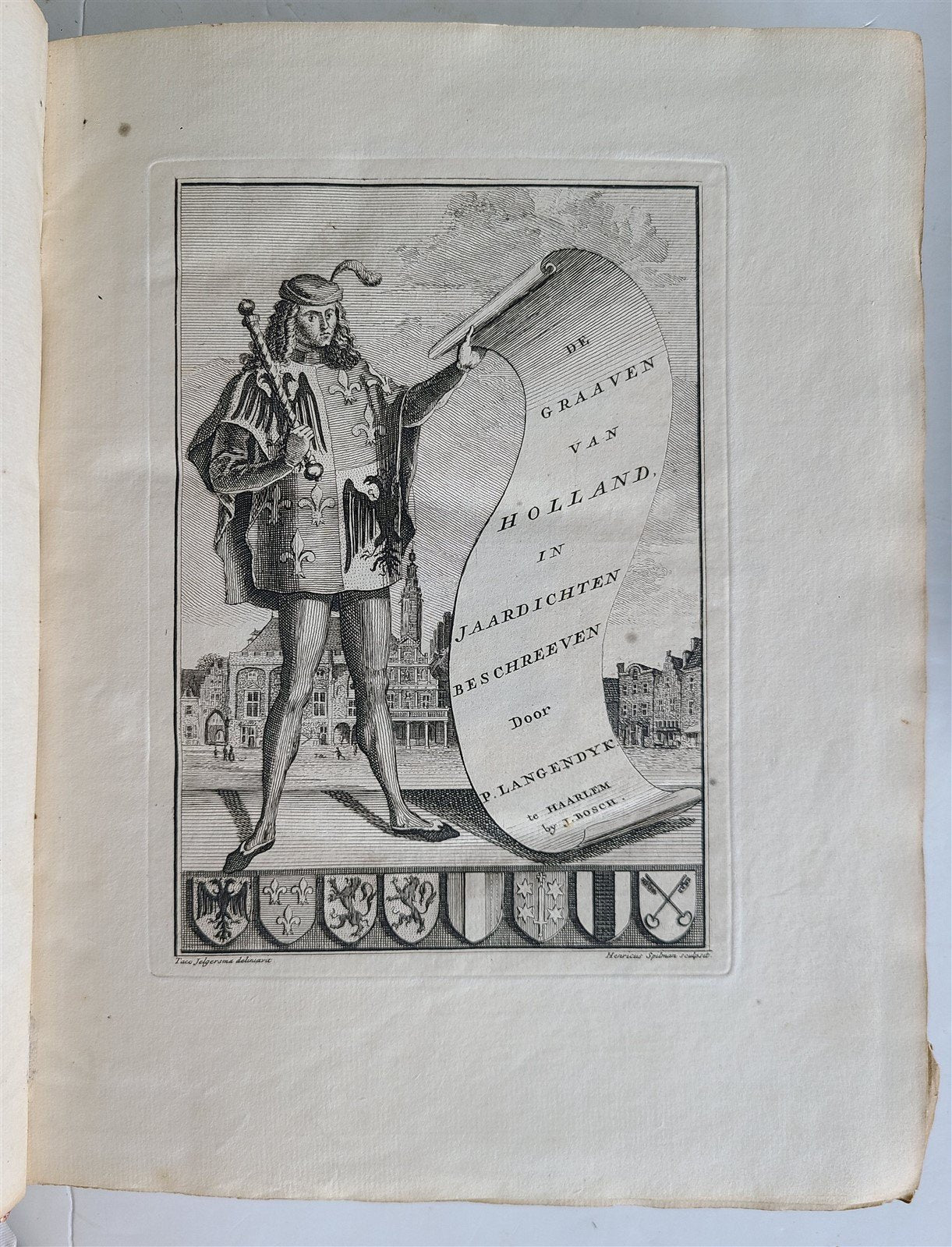 1745 NETHERLANDS HISTORY antique ILLUSTRATED w/ 32 PLATES De graaven van Holland