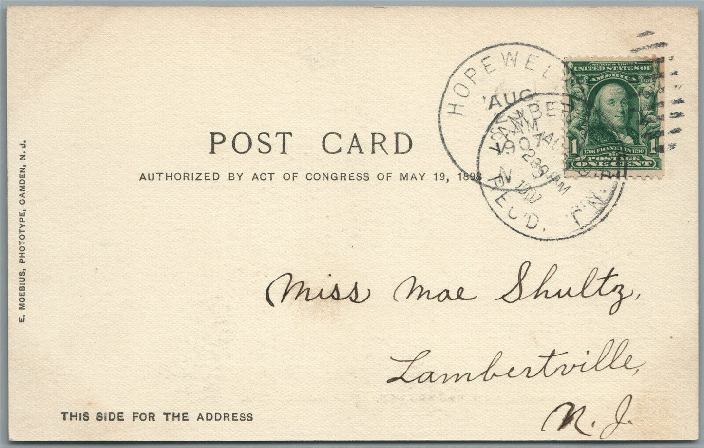 HOPEWELL NJ METHODIST CHURCH ANTIQUE POSTCARD