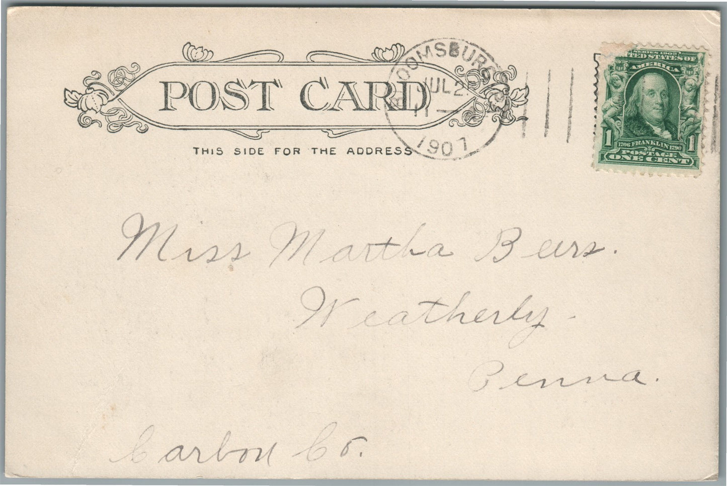BLOOMSBURG PA FIRST NATIONAL BANK & POST OFFICE ANTIQUE POSTCARD