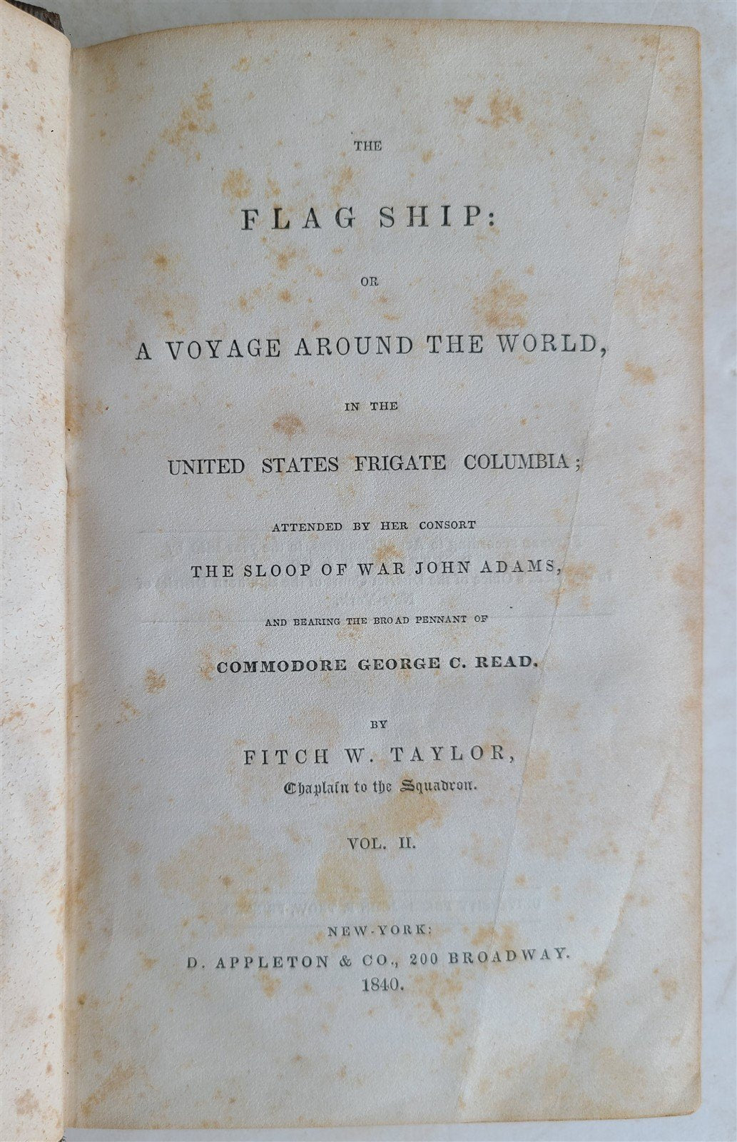 1840 FLAGSHIP VOYAGE AROUND THE WORLD antique 2 VOLUMES 1st EDITION RARE