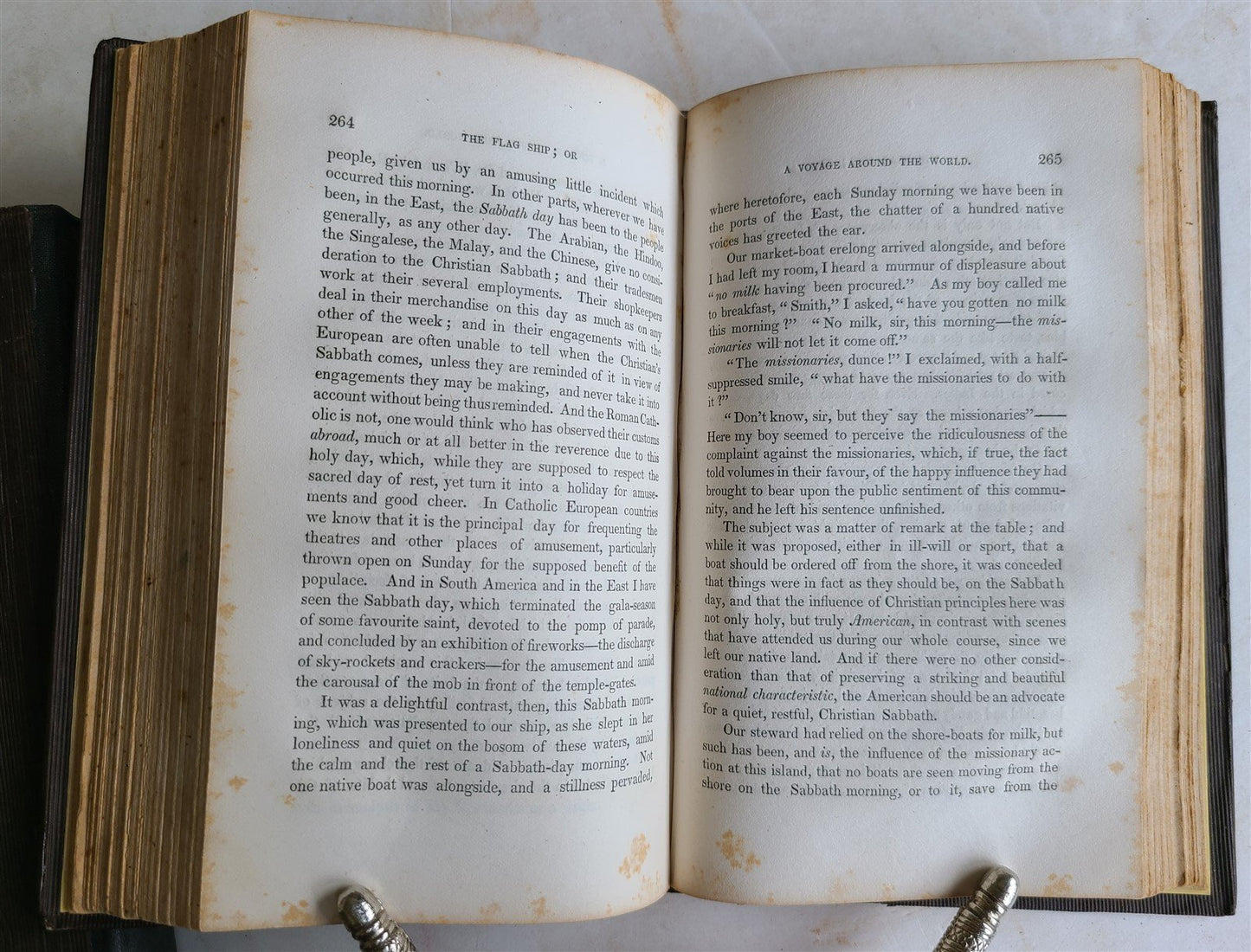 1840 FLAGSHIP VOYAGE AROUND THE WORLD antique 2 VOLUMES 1st EDITION RARE