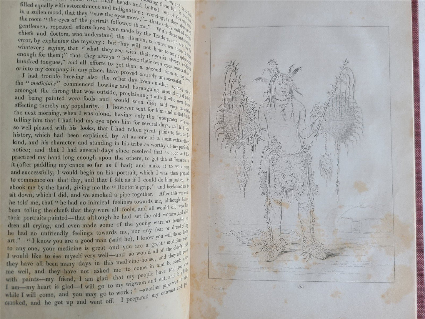 1844 LETTERS & NOTES on NORTH AMERICAN INDIANS CATLIN antique 2 VOLS illustrated