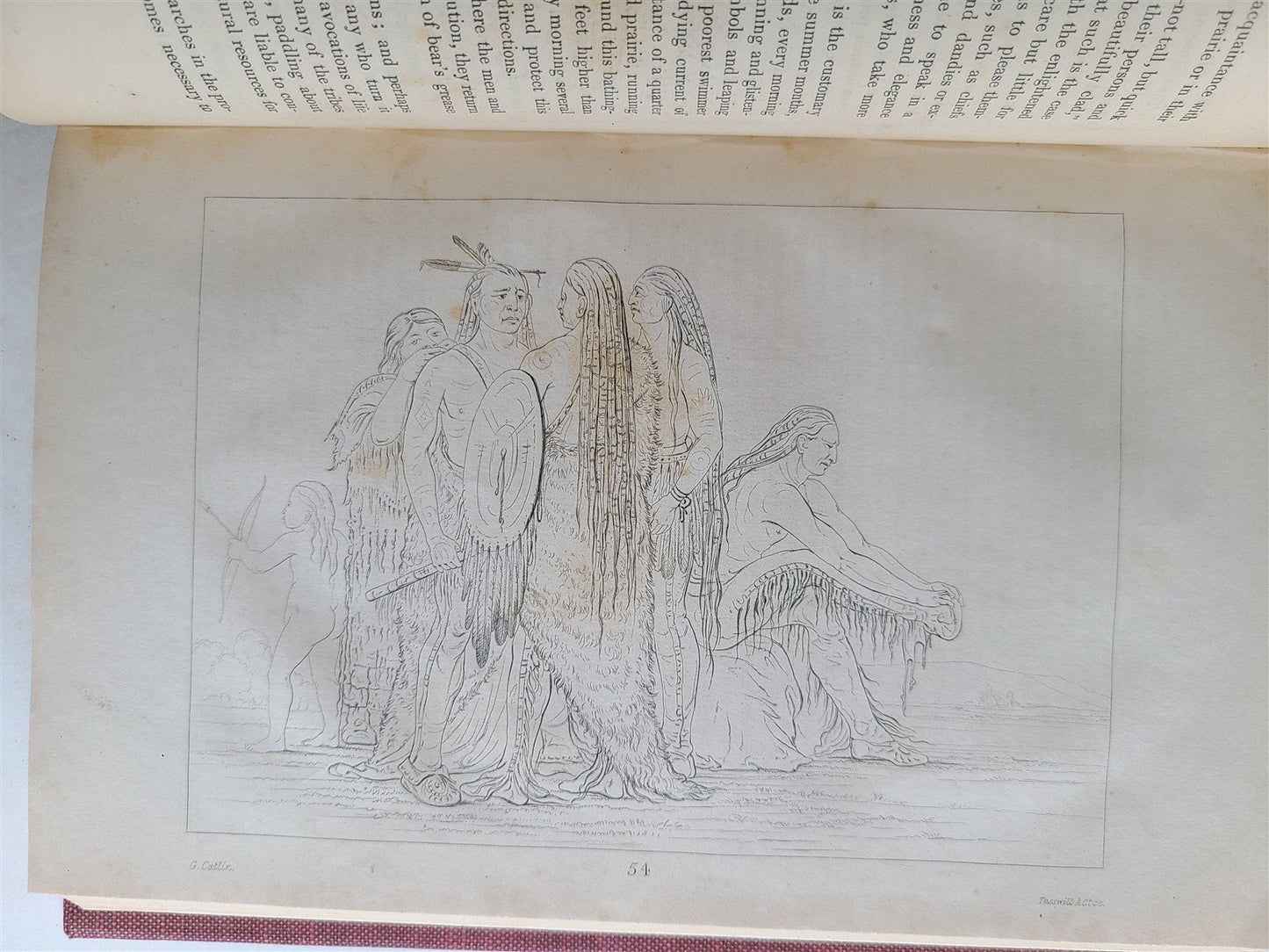 1844 LETTERS & NOTES on NORTH AMERICAN INDIANS CATLIN antique 2 VOLS illustrated