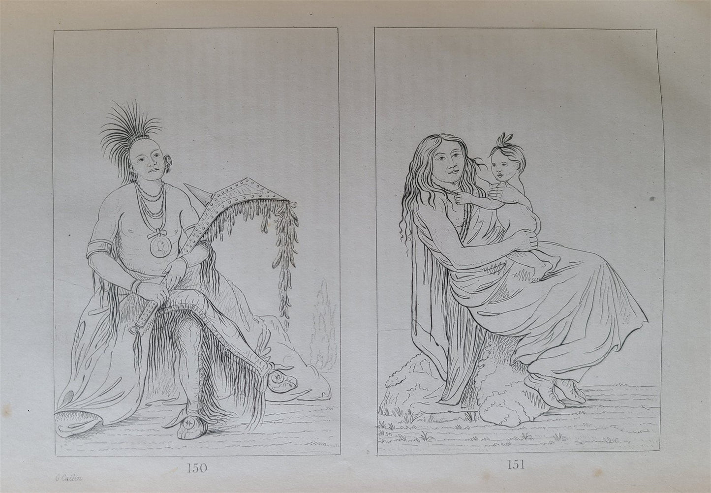 1844 LETTERS & NOTES on NORTH AMERICAN INDIANS CATLIN antique 2 VOLS illustrated
