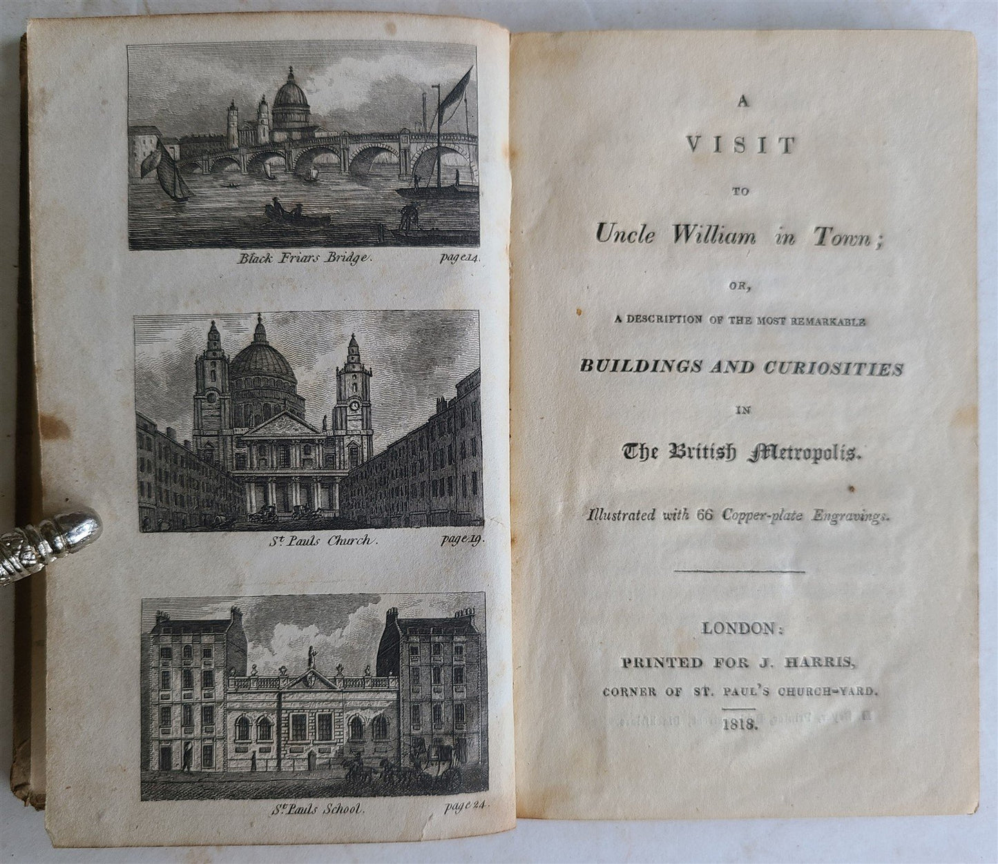 1818 A VISIT TO UNCLE WILLIAM in TOWN antique illustrated CHILDRENS BOOK