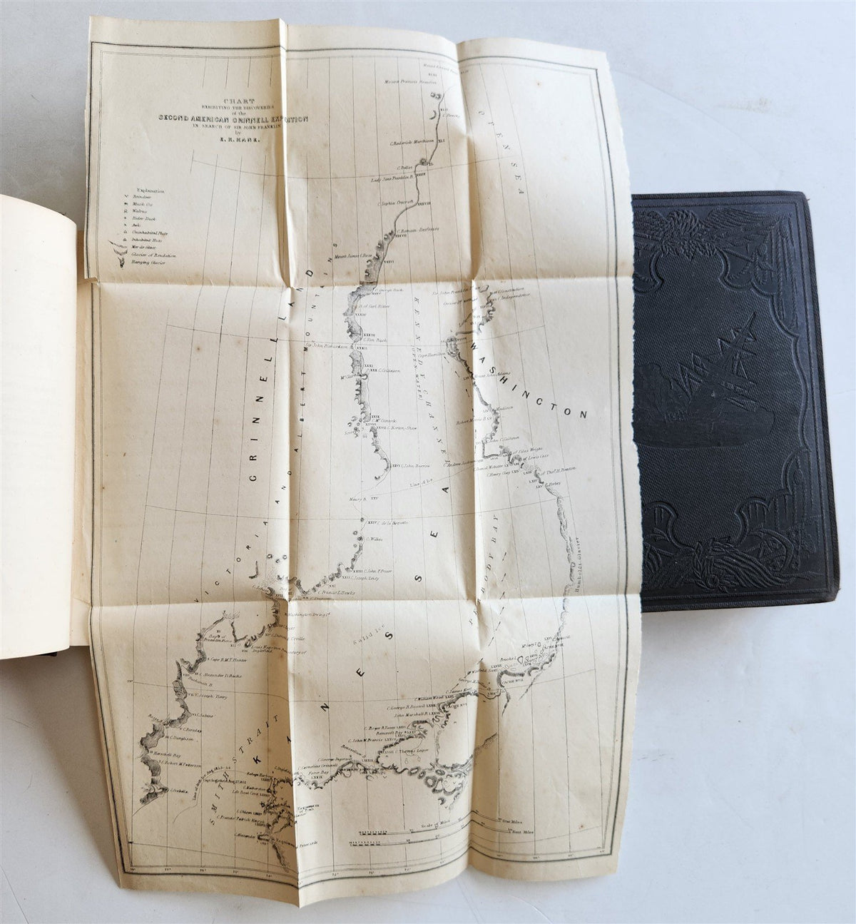 1856 ARCTIC EXPLORATIONS in 1853-55 ELISHA KENT KANE antique GRINNELL EXPEDITION