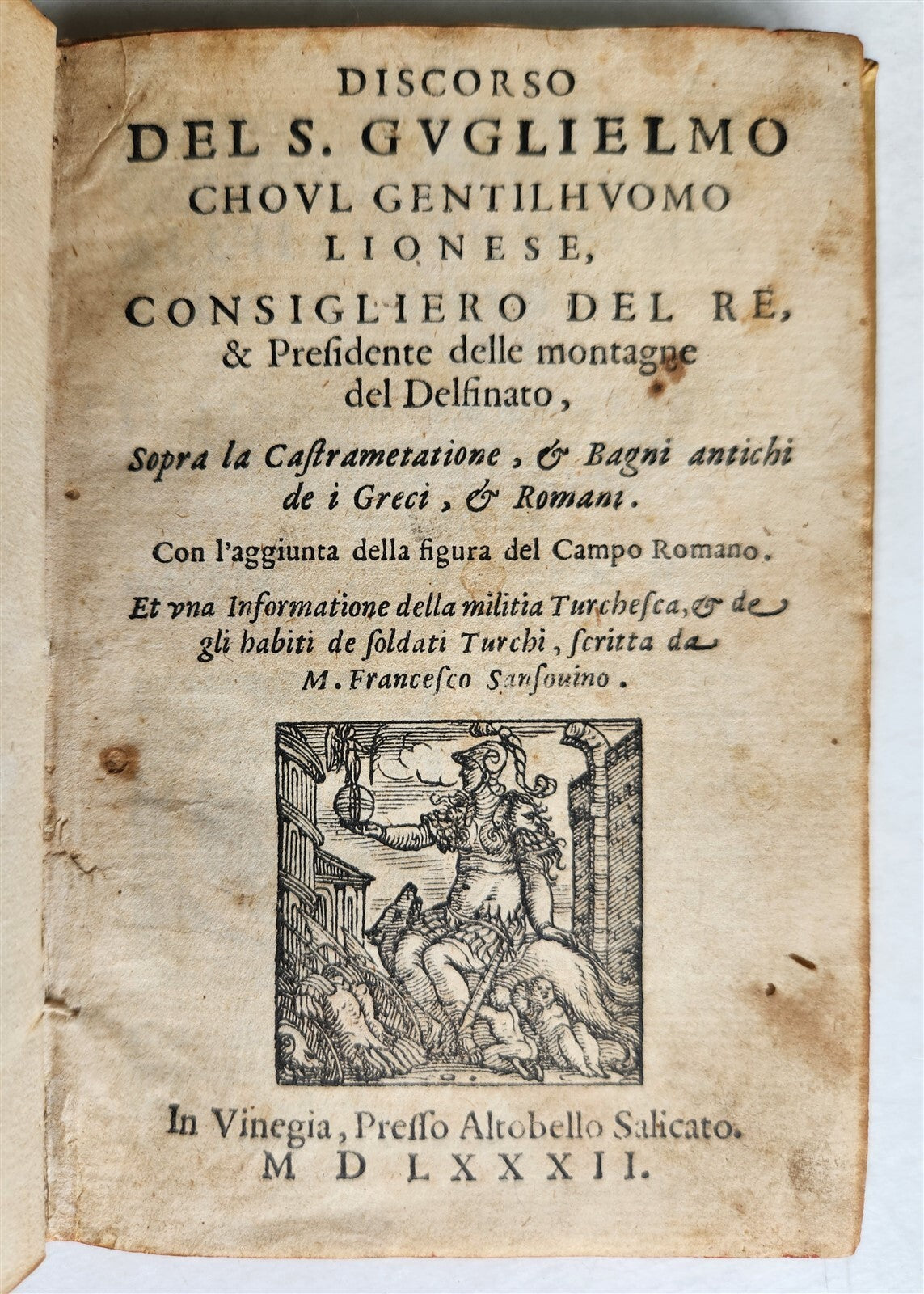 1583 TURKISH & ROMAN MILITARY antique ILLUSTRATED OTTOMAN EMPIRE vellum binding