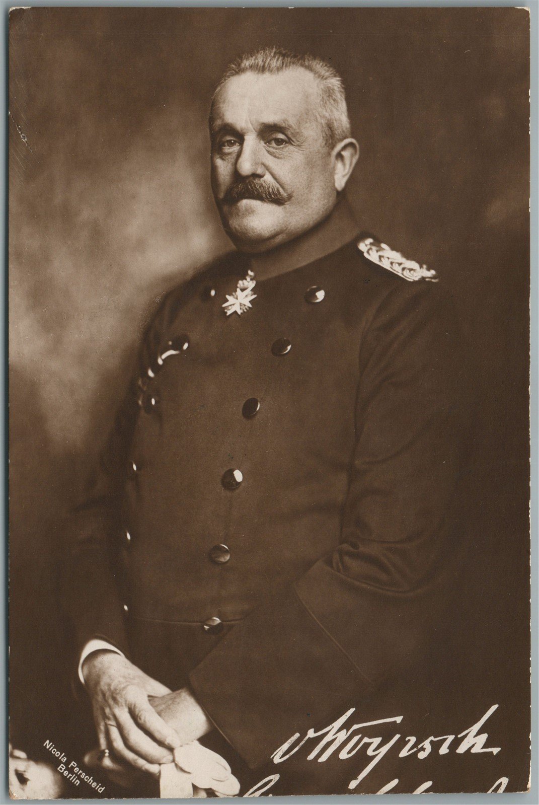 GERMAN WWI ERA GENERAL in MILITARY UNIFORM ANTIQUE REAL PHOTO POSTCARD RPPC