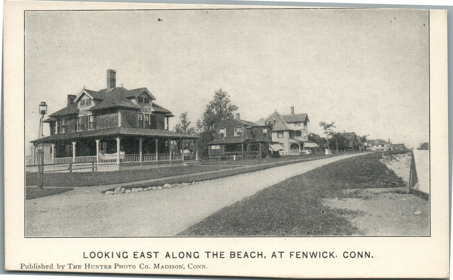 FENWICK CT along the beach ANTIQUE POSTCARD