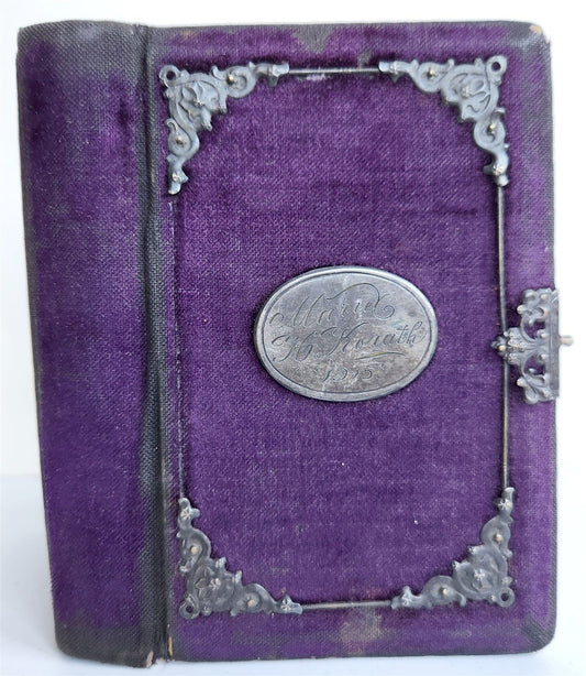 1909 AMERICAN HYMNAL in GERMAN antique VELVET BINDING w/ SILVER DECORATIONS