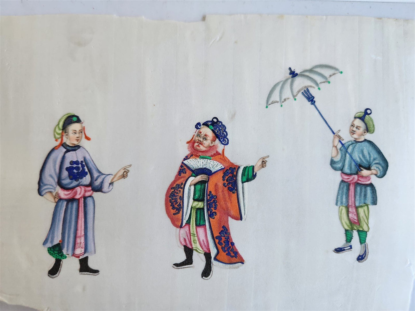 lot of 7 CHINESE WATERCOLOR PITH PAPER PAINTINGS antique 19th century