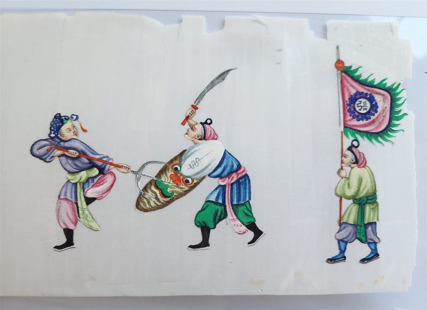 lot of 7 CHINESE WATERCOLOR PITH PAPER PAINTINGS antique 19th century