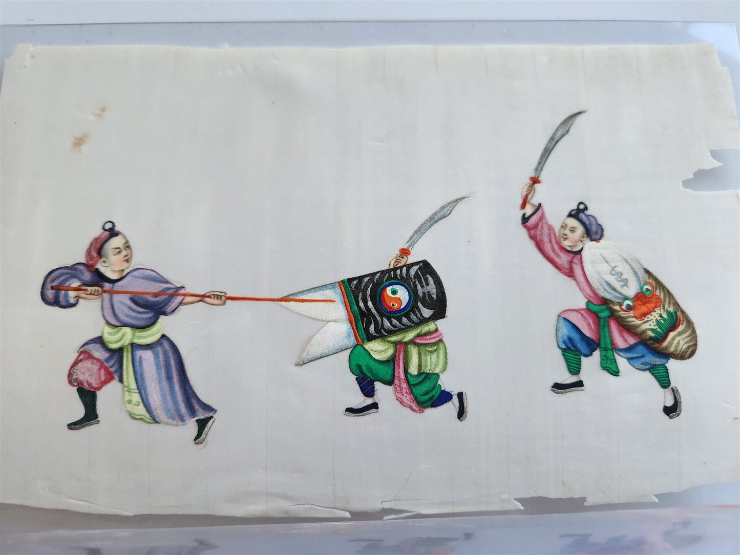 lot of 7 CHINESE WATERCOLOR PITH PAPER PAINTINGS antique 19th century