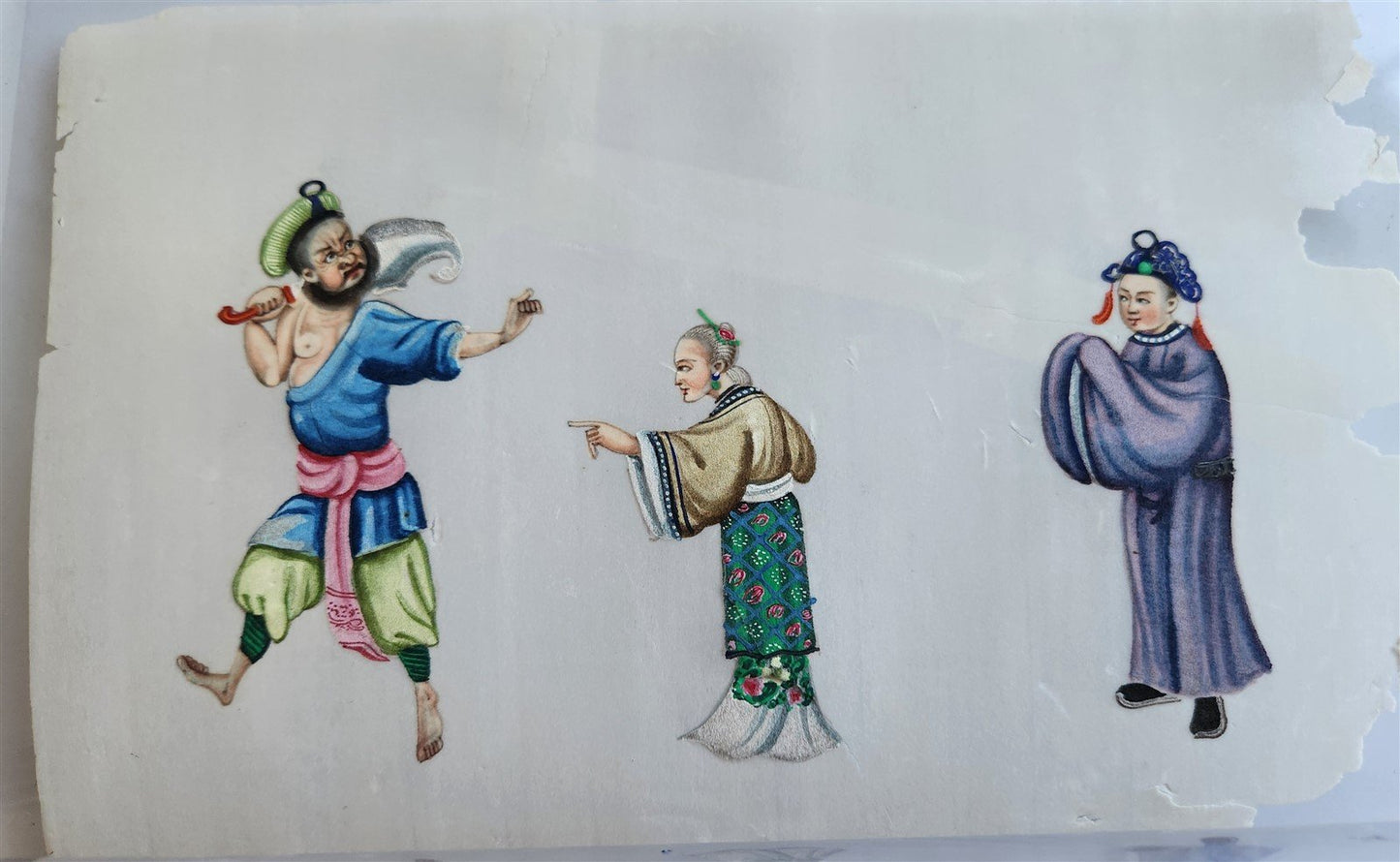 lot of 7 CHINESE WATERCOLOR PITH PAPER PAINTINGS antique 19th century