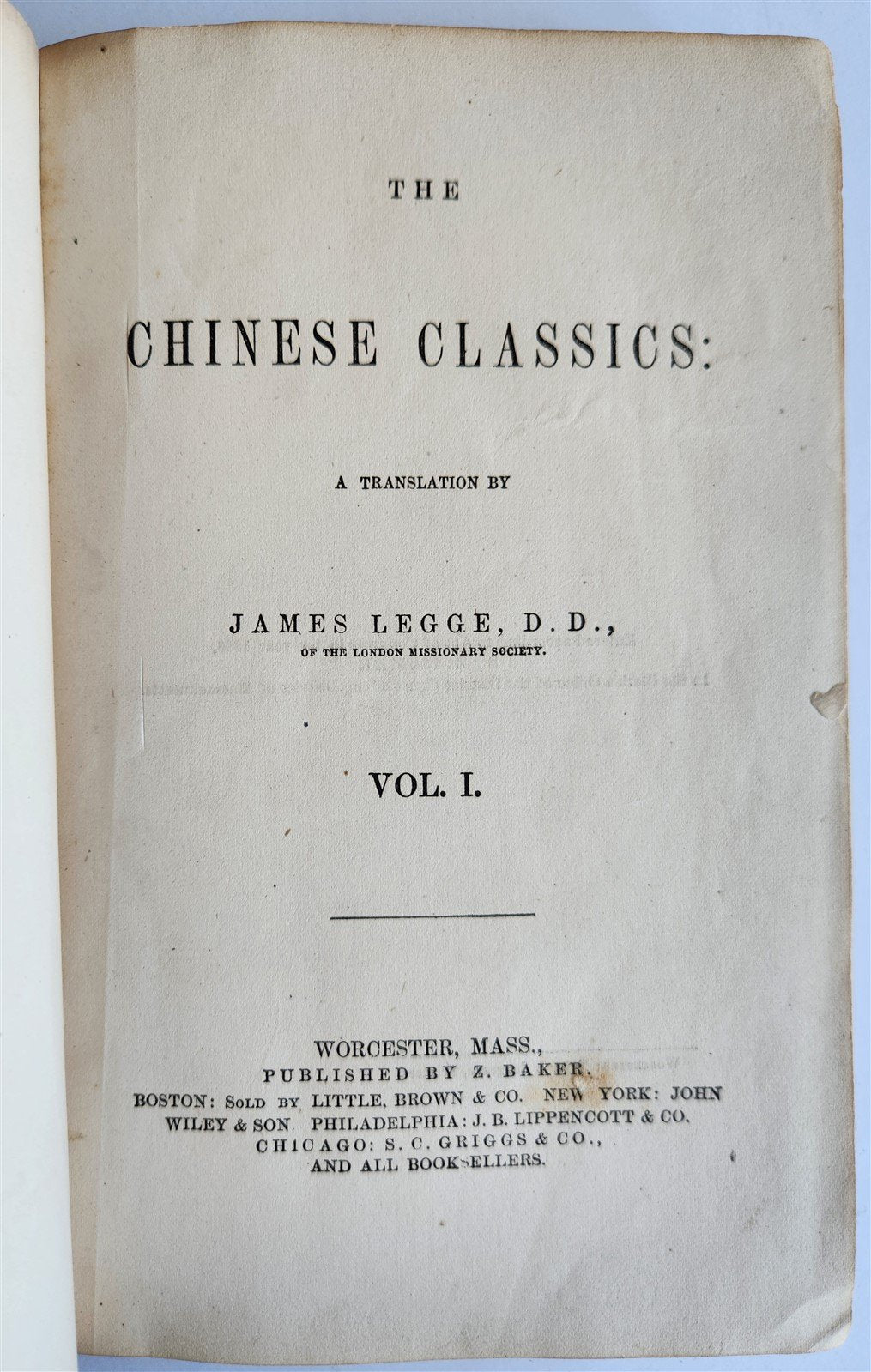 1866 CHINESE CLASSICS CONFUCIUS antique AMERICAN PRINTING Worcester MA
