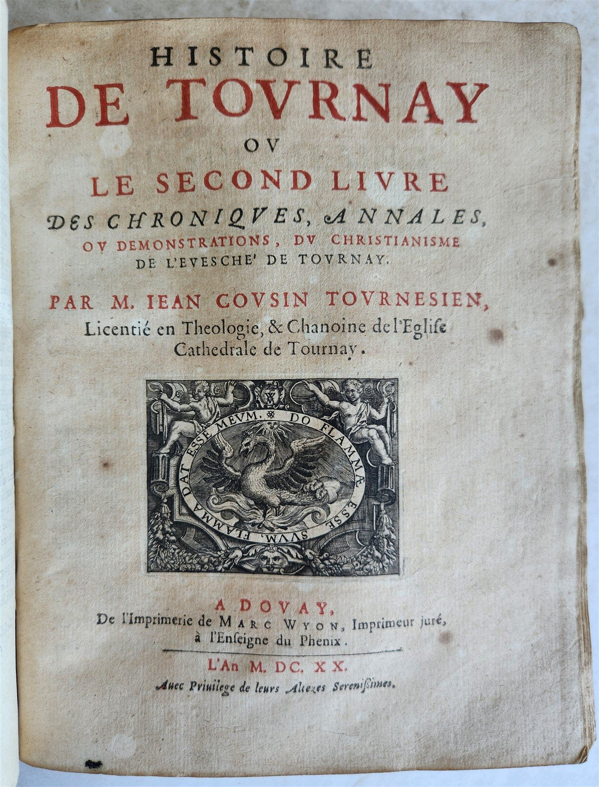 1619 HISTORY of TOURNAY BELGIUM antique ILLUSTRATED vellum bound