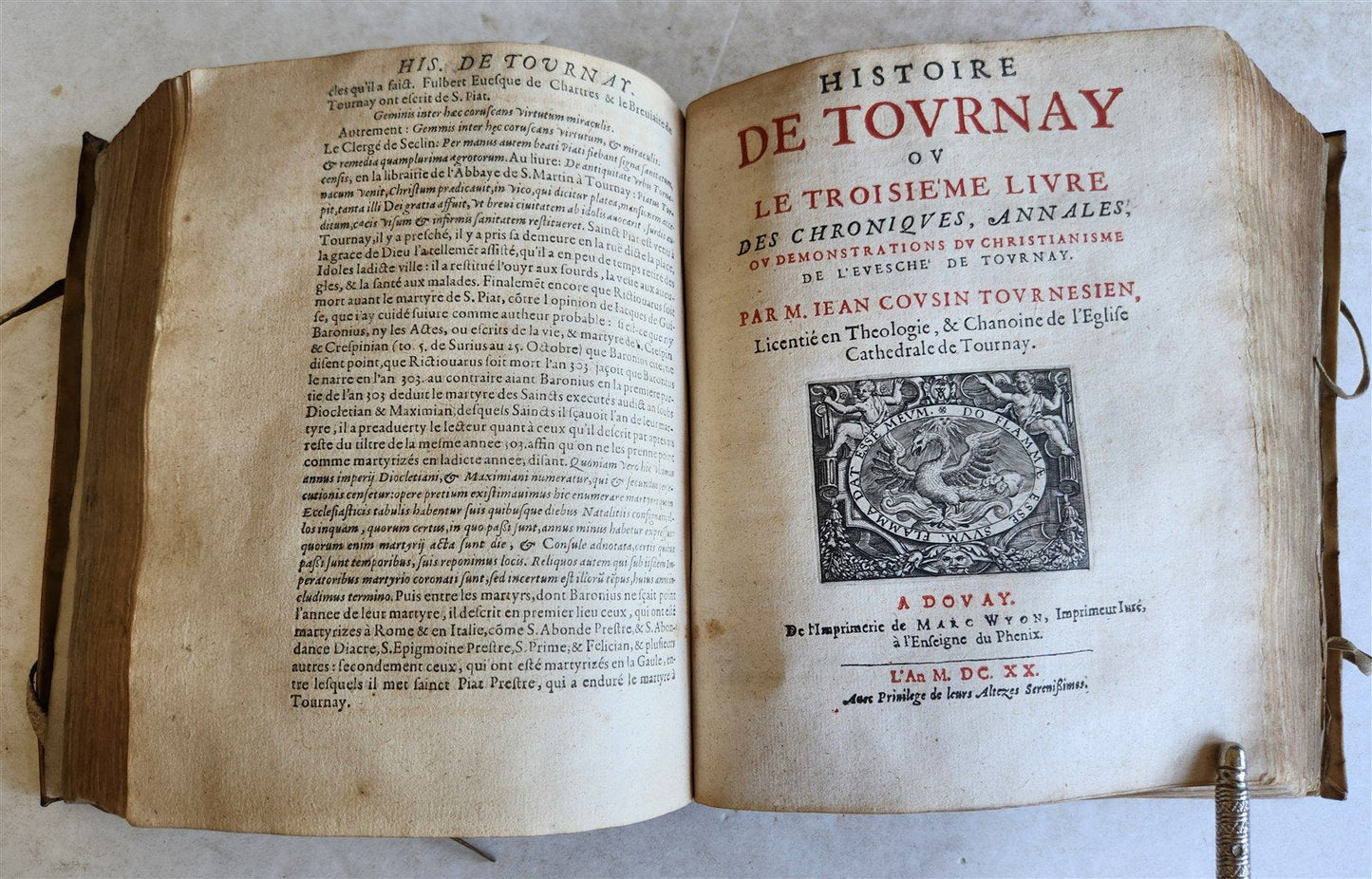 1619 HISTORY of TOURNAY BELGIUM antique ILLUSTRATED vellum bound