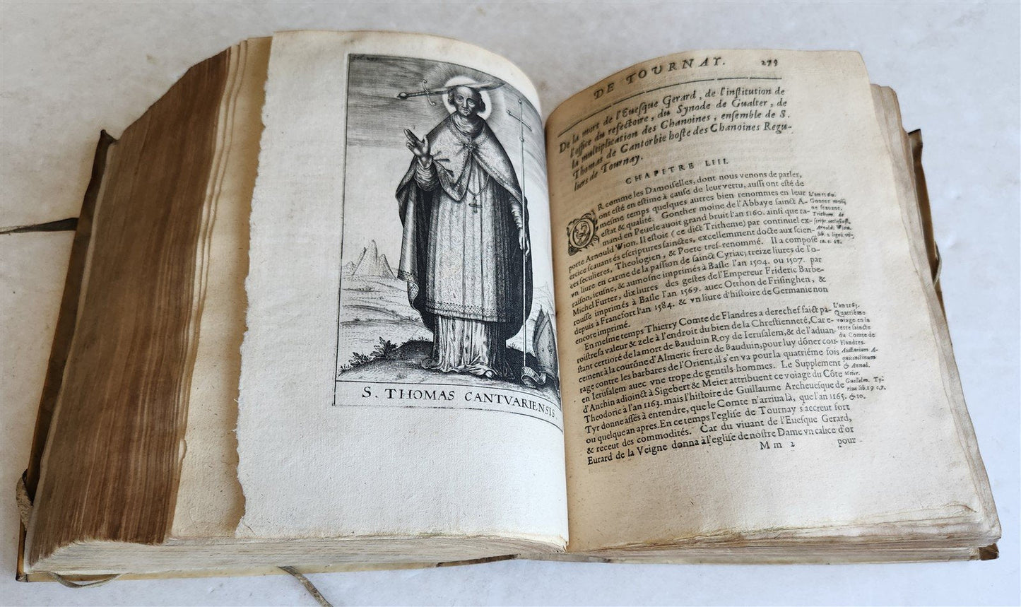 1619 HISTORY of TOURNAY BELGIUM antique ILLUSTRATED vellum bound