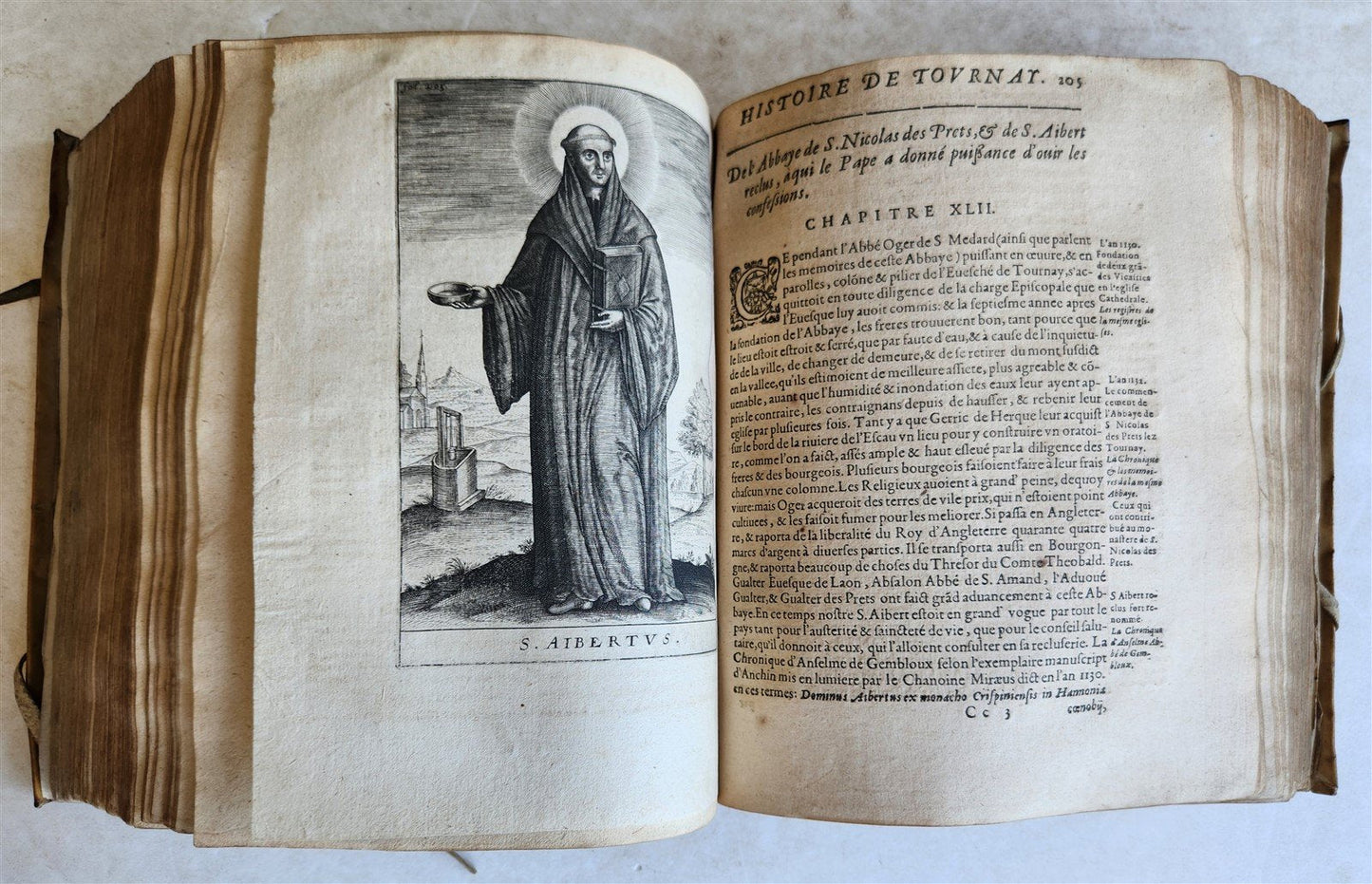 1619 HISTORY of TOURNAY BELGIUM antique ILLUSTRATED vellum bound