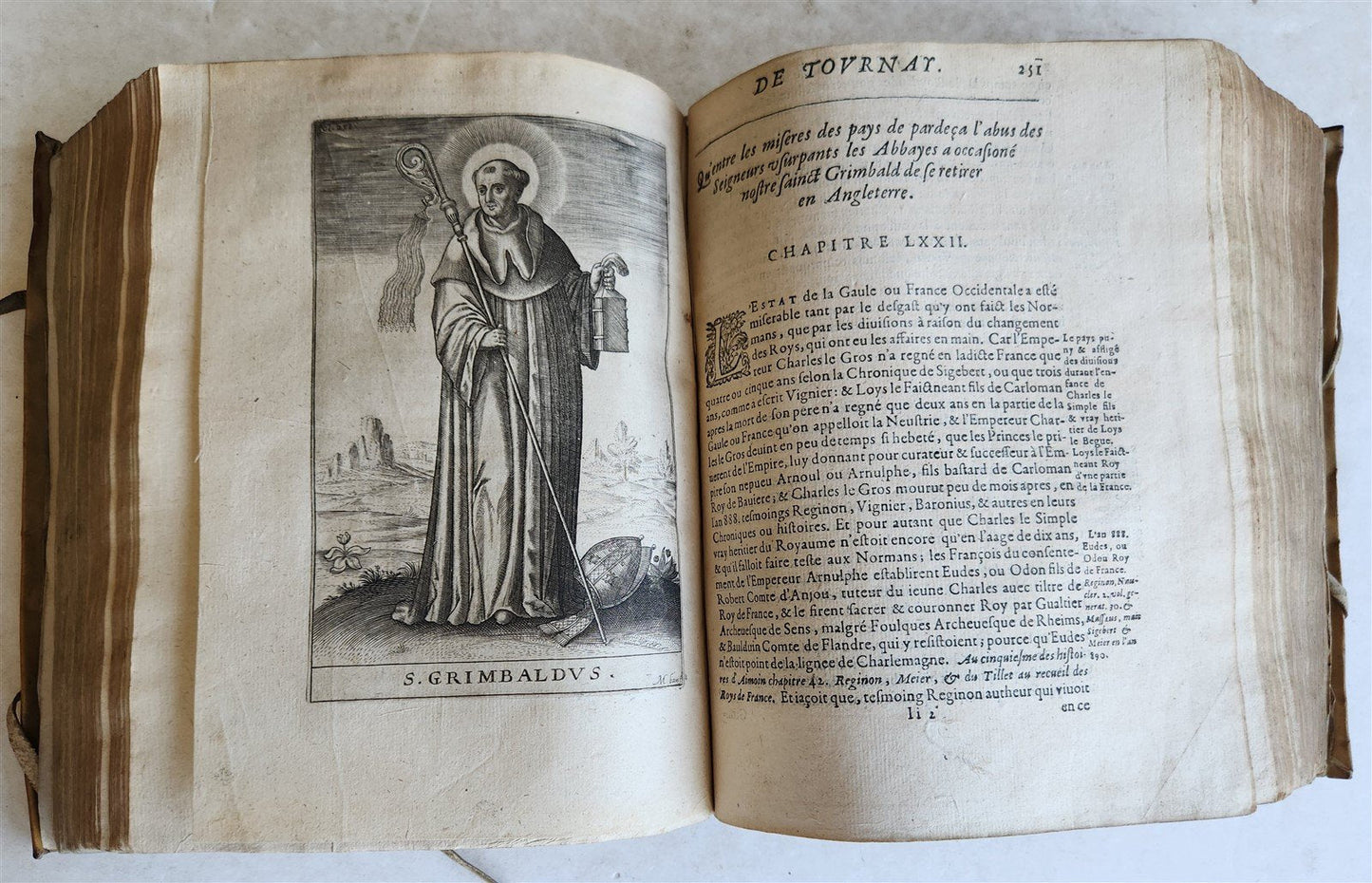 1619 HISTORY of TOURNAY BELGIUM antique ILLUSTRATED vellum bound