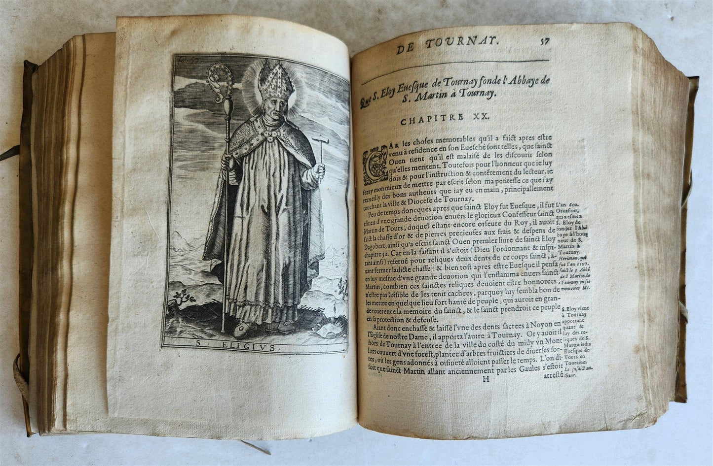 1619 HISTORY of TOURNAY BELGIUM antique ILLUSTRATED vellum bound