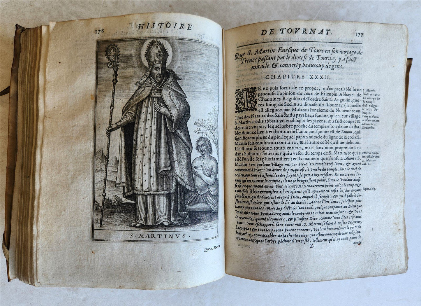 1619 HISTORY of TOURNAY BELGIUM antique ILLUSTRATED vellum bound