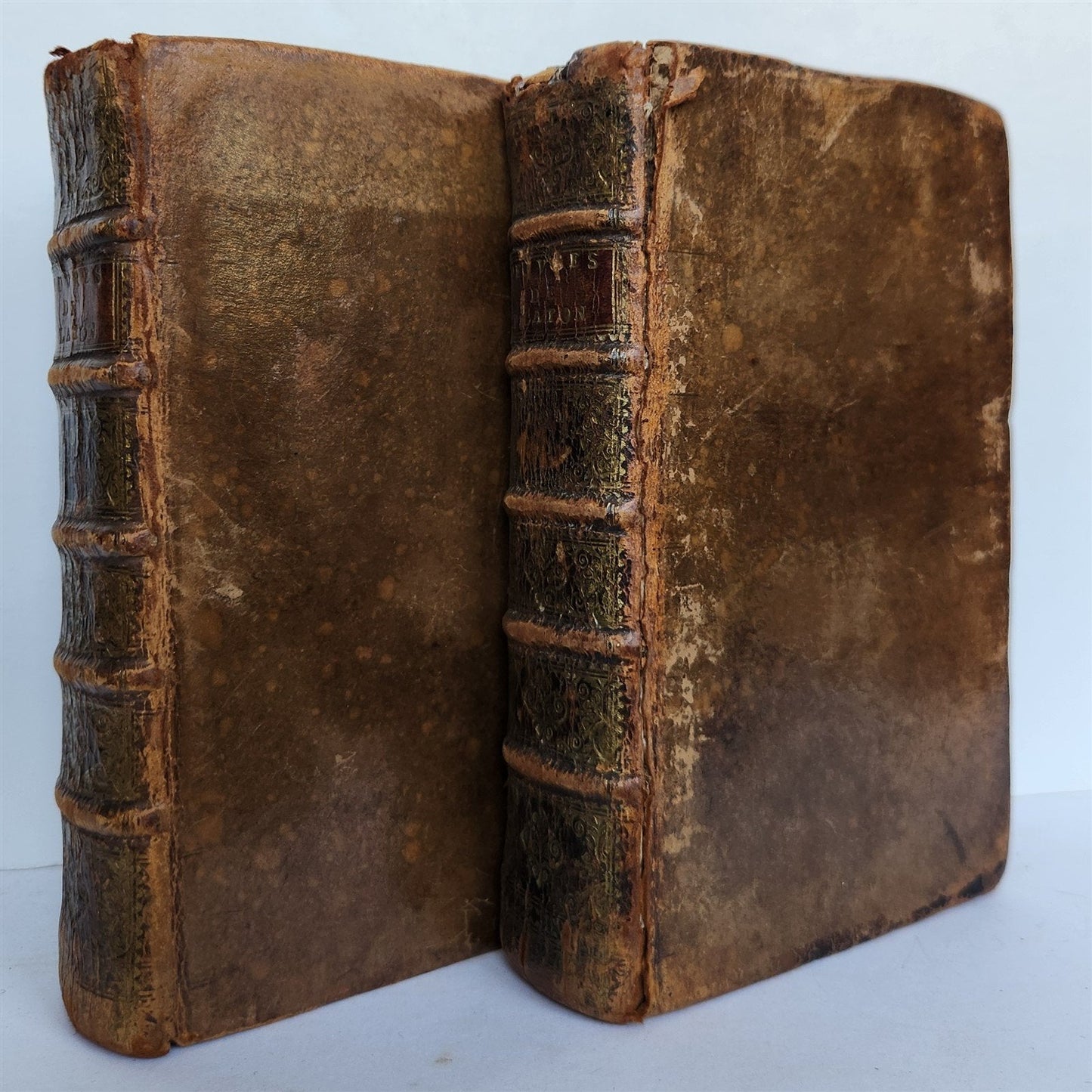 1700 WORKS of PLATO in FRENCH 2 VOLUMES antique