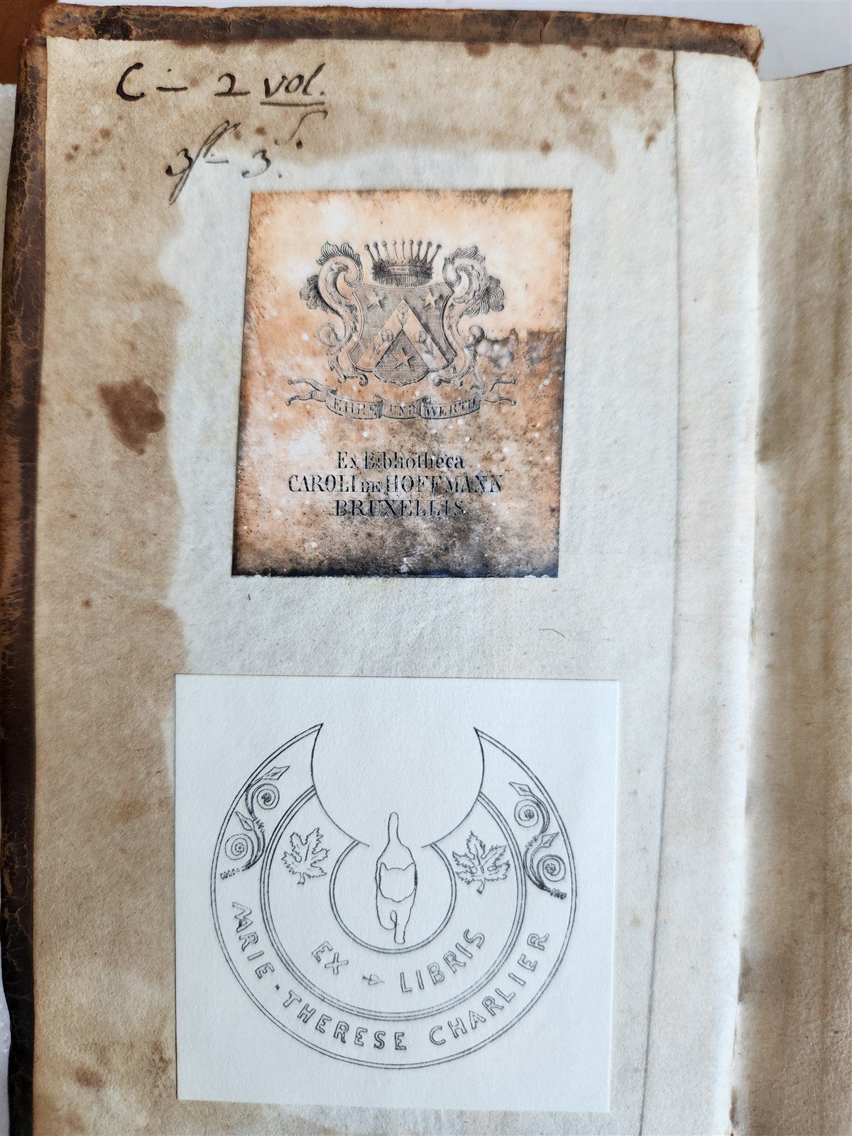 1700 WORKS of PLATO in FRENCH 2 VOLUMES antique