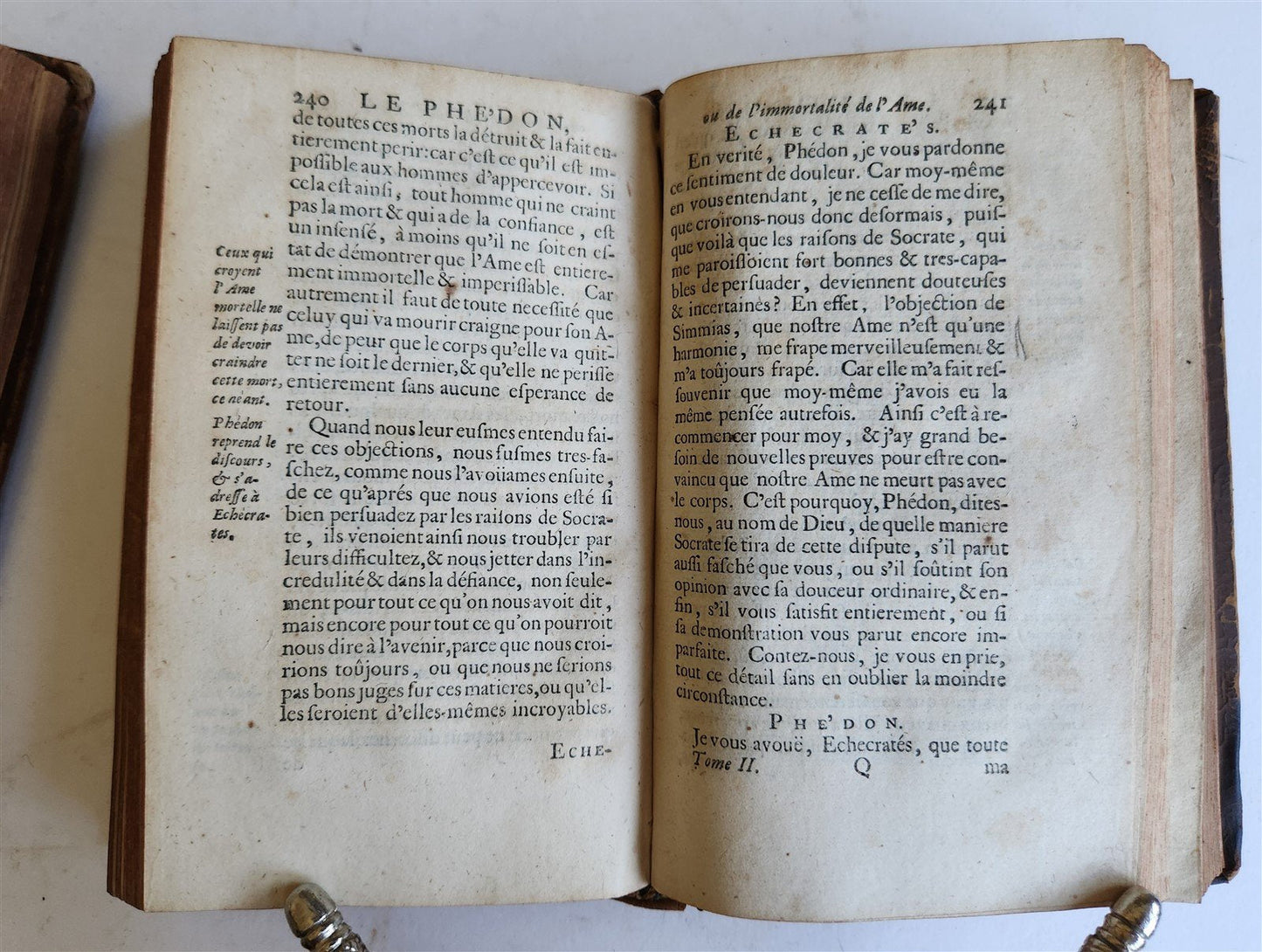 1700 WORKS of PLATO in FRENCH 2 VOLUMES antique
