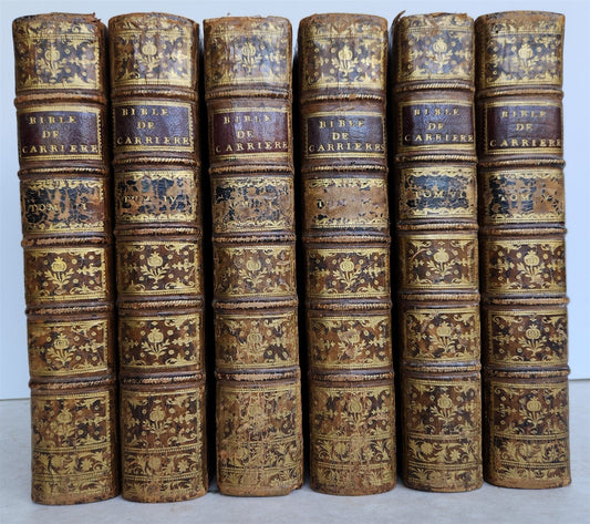 1750 BIBLE in FRENCH 6 VOLUMES antique ILLUSTRATED w/ 3 MAPS