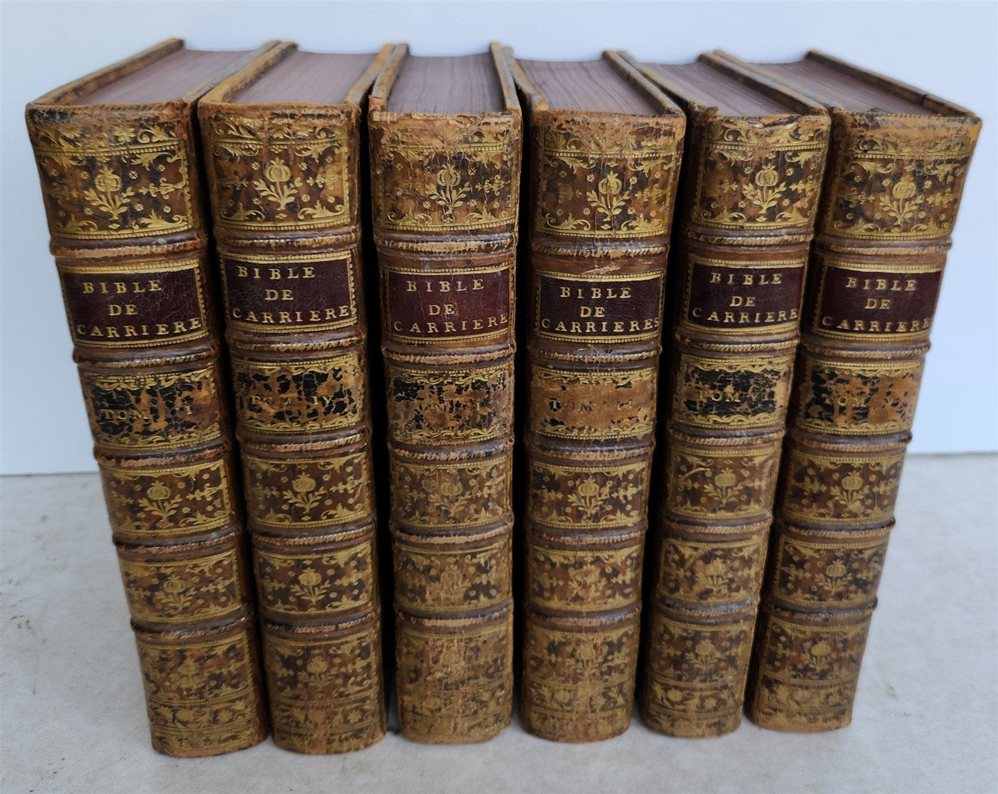 1750 BIBLE in FRENCH 6 VOLUMES antique ILLUSTRATED w/ 3 MAPS