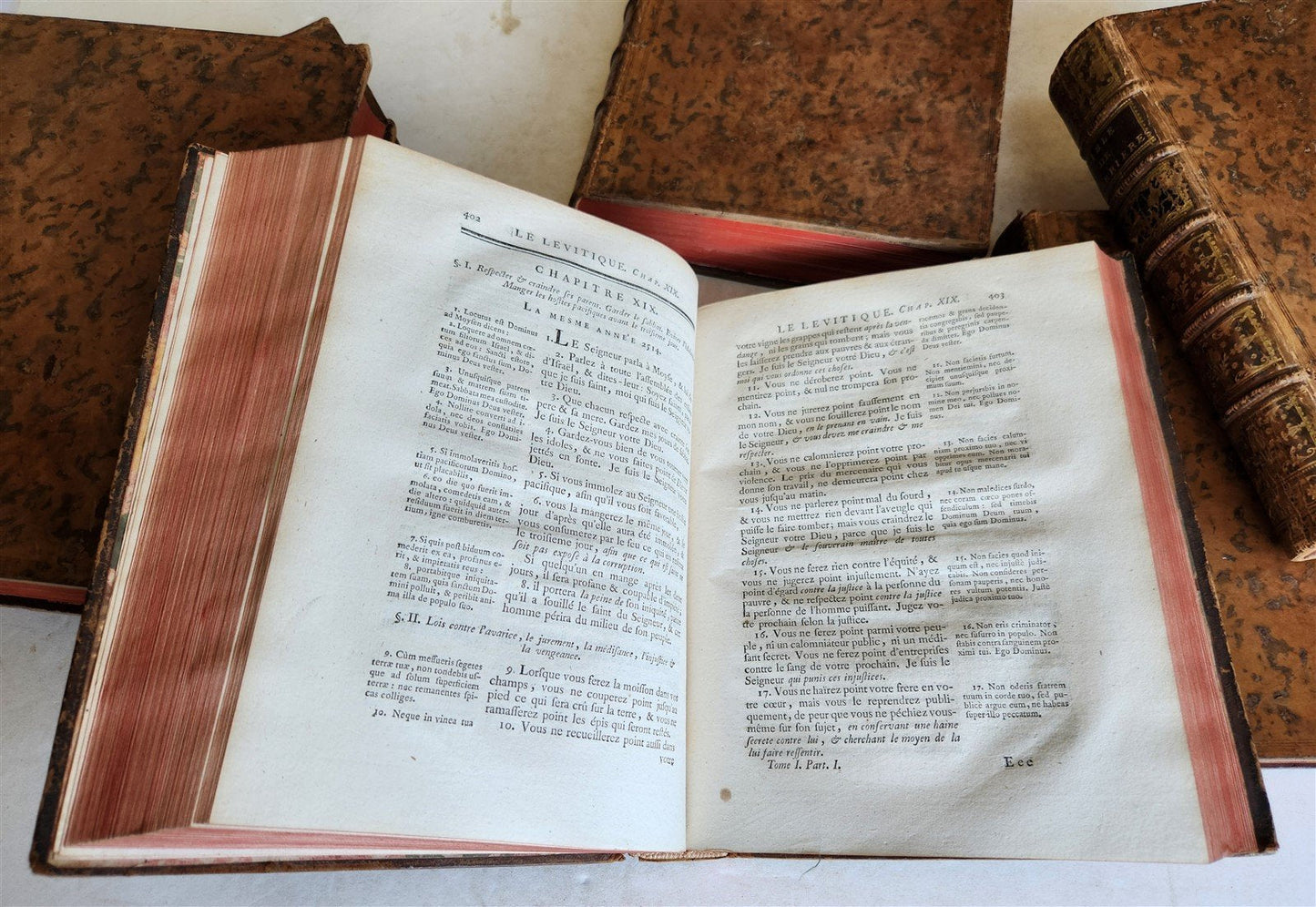 1750 BIBLE in FRENCH 6 VOLUMES antique ILLUSTRATED w/ 3 MAPS