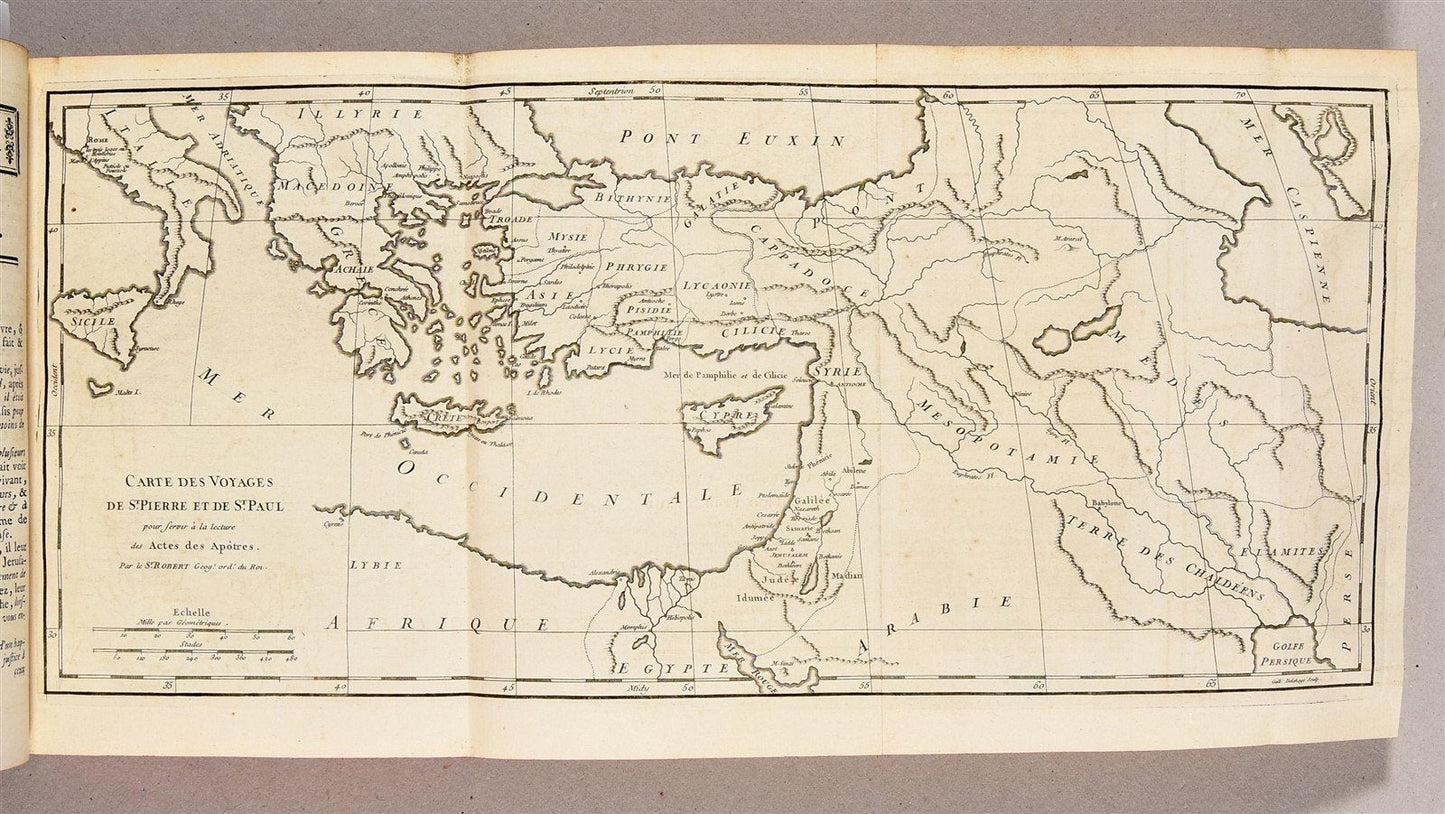 1750 BIBLE in FRENCH 6 VOLUMES antique ILLUSTRATED w/ 3 MAPS