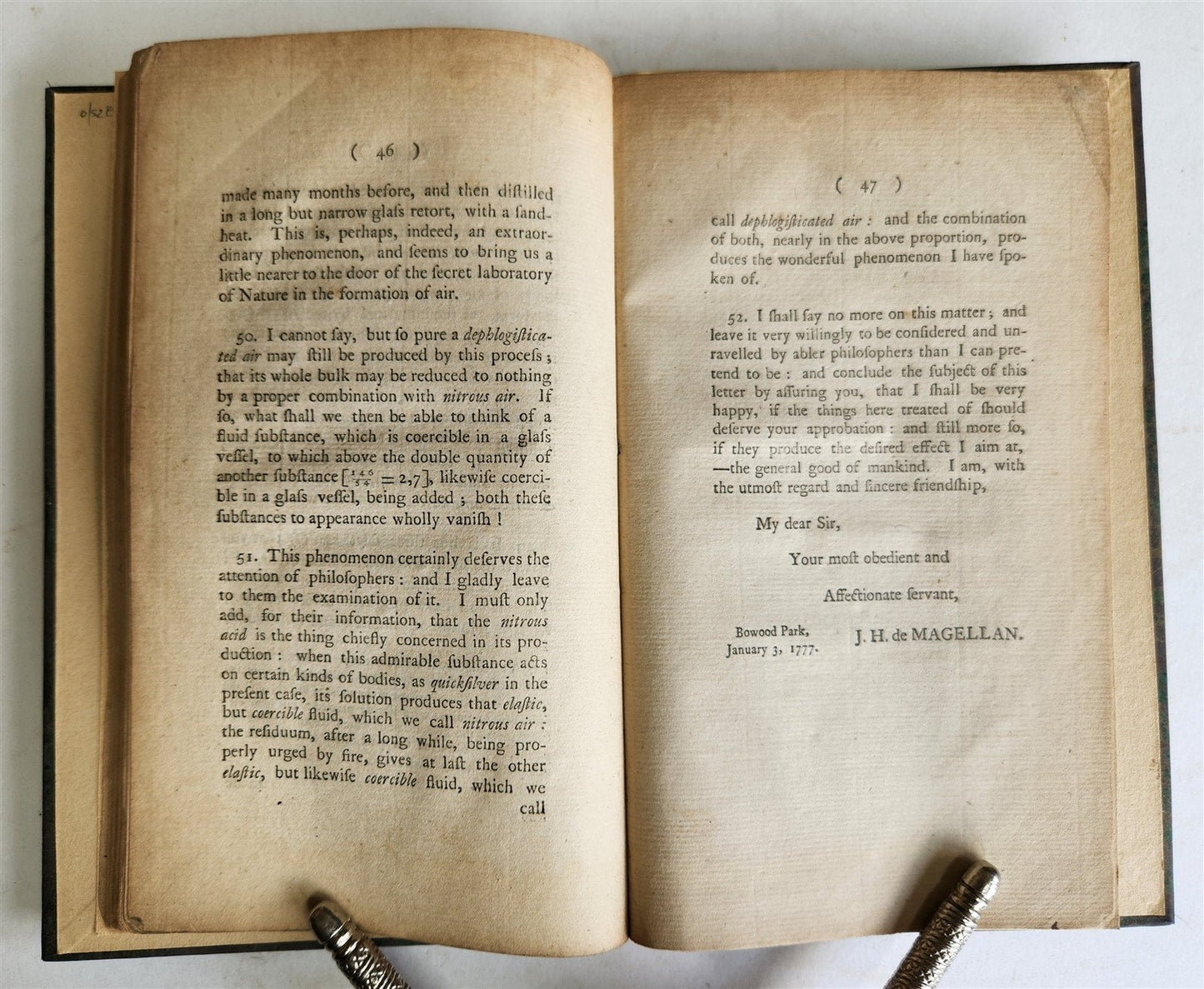 1777 DESCRIPTION of a GLASS APPARATUS for MAKING MINERAL WATER antique RARE