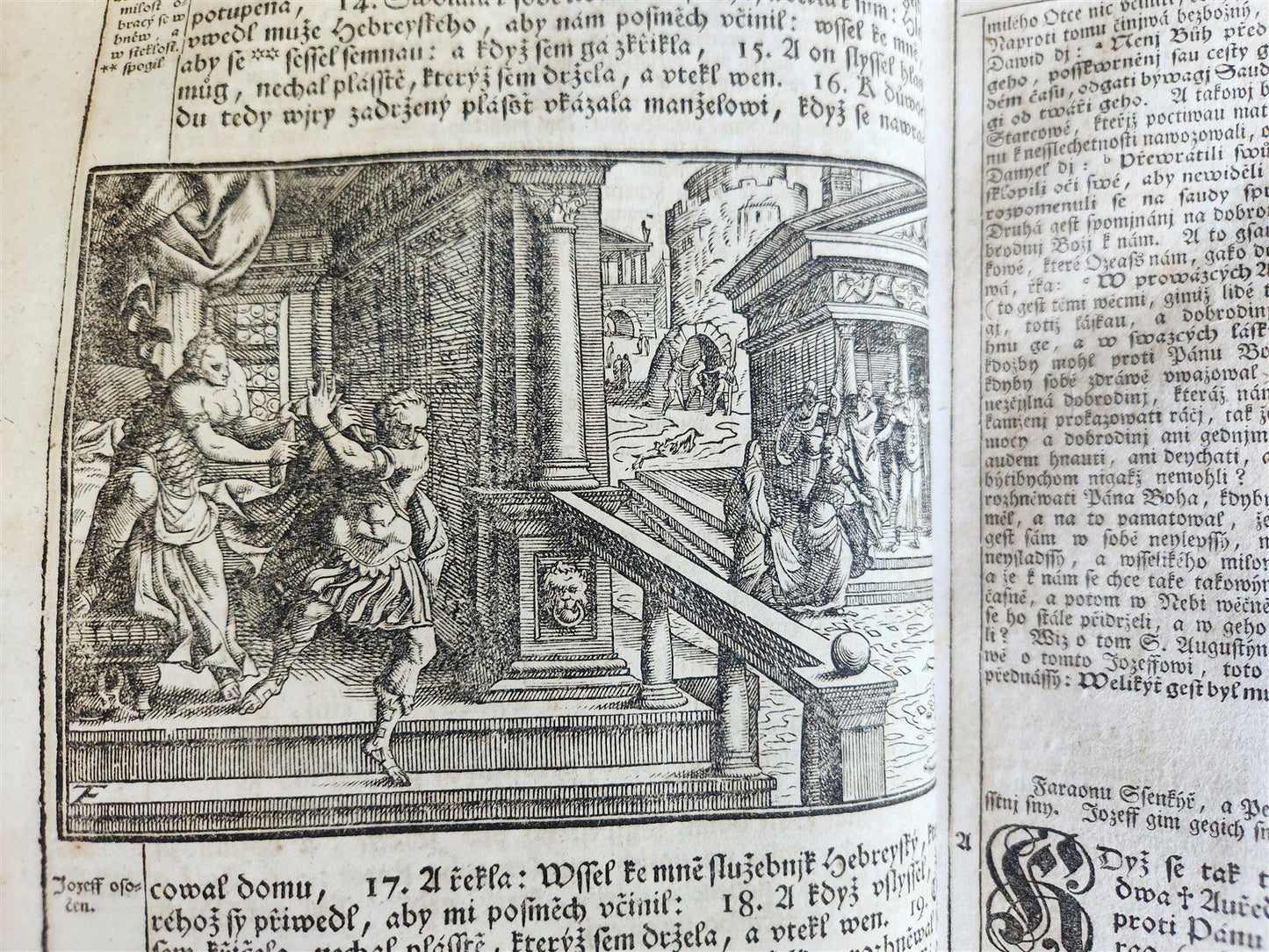 1769 BIBLE in CZECH ILLUSTRATED 2 FOLIO VOLUMES antique