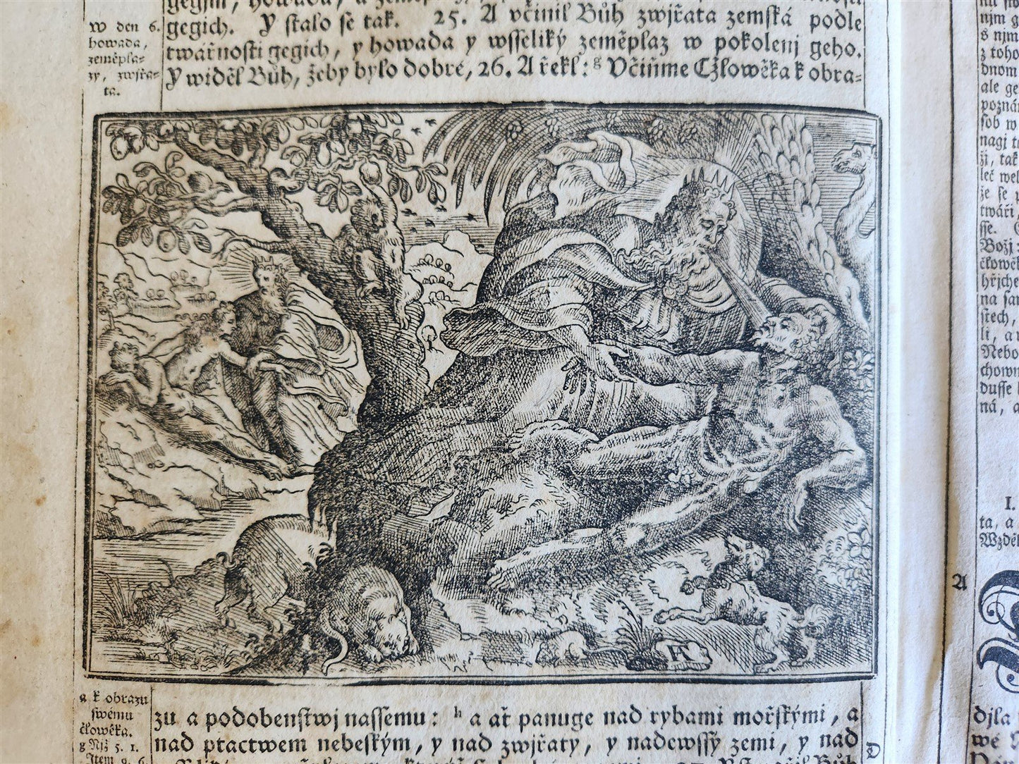 1769 BIBLE in CZECH ILLUSTRATED 2 FOLIO VOLUMES antique