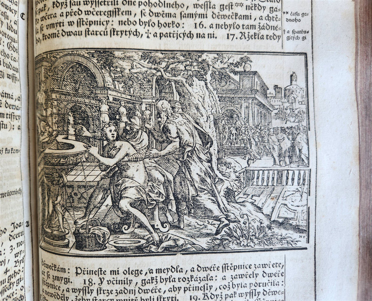 1769 BIBLE in CZECH ILLUSTRATED 2 FOLIO VOLUMES antique