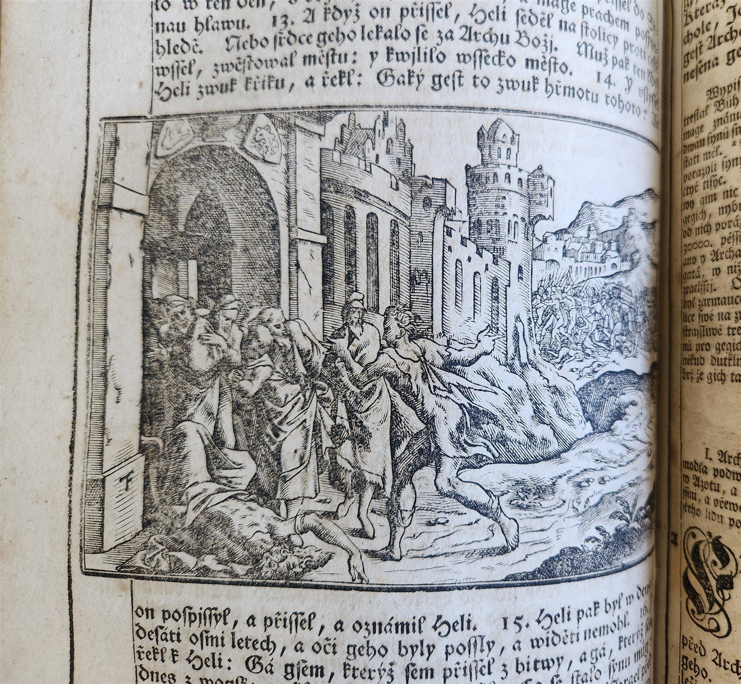 1769 BIBLE in CZECH ILLUSTRATED 2 FOLIO VOLUMES antique