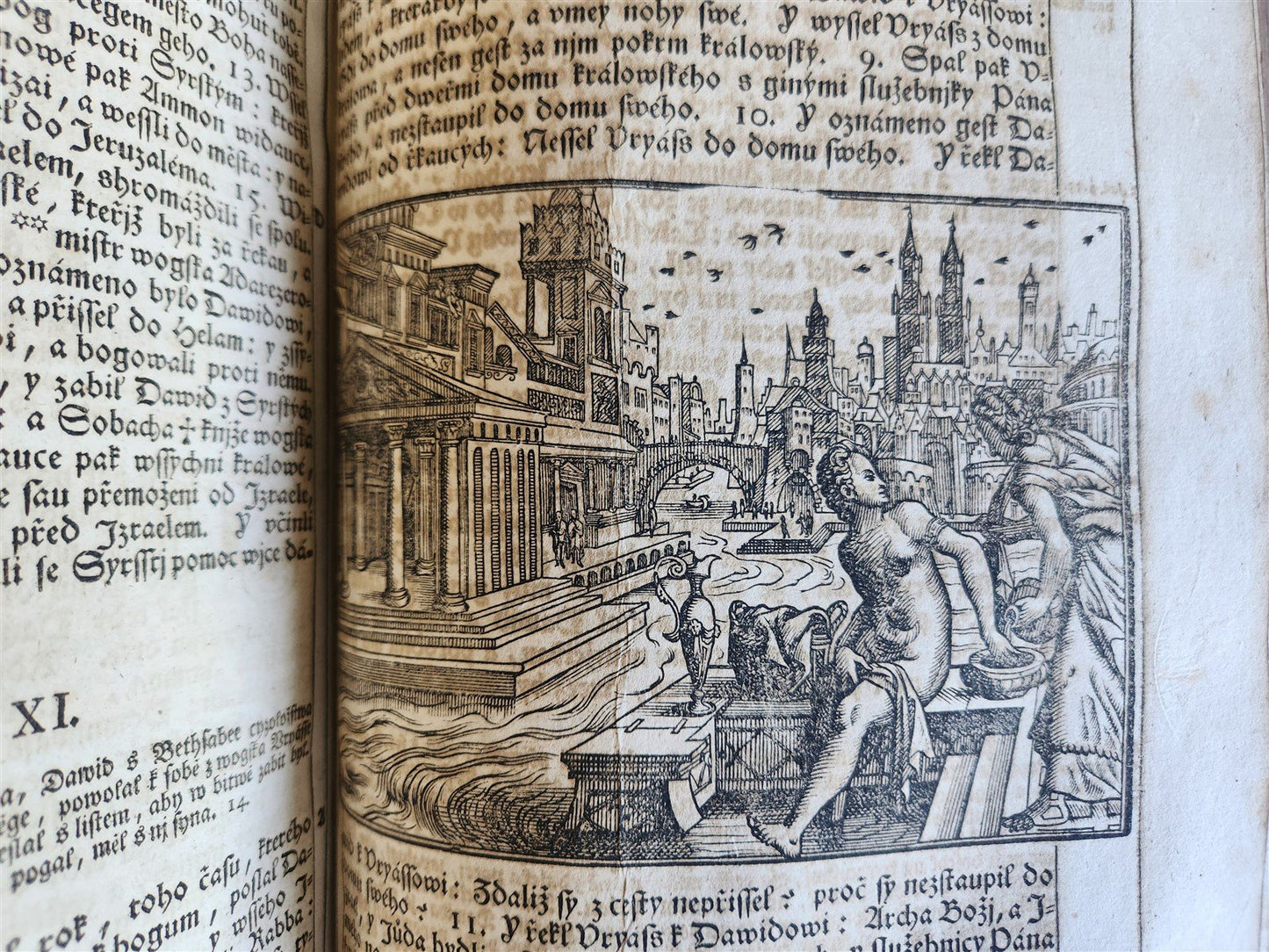 1769 BIBLE in CZECH ILLUSTRATED 2 FOLIO VOLUMES antique