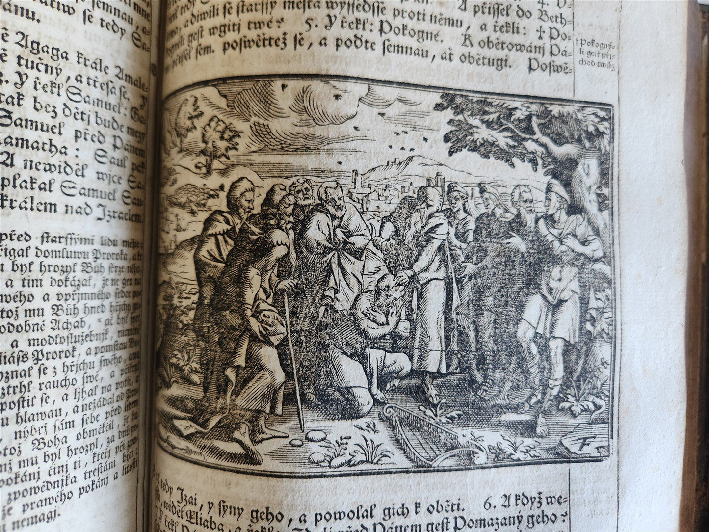 1769 BIBLE in CZECH ILLUSTRATED 2 FOLIO VOLUMES antique