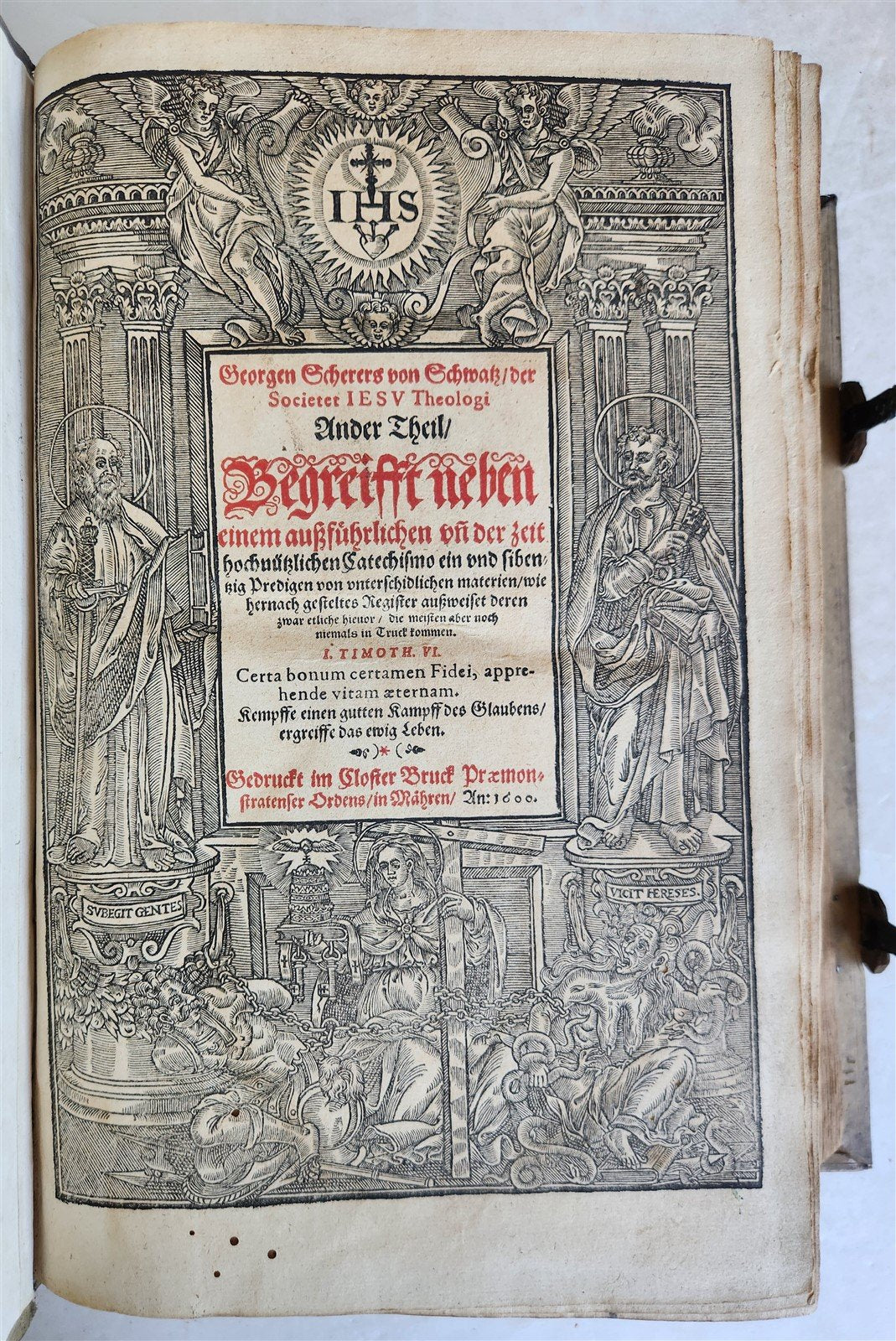 1600 JESUIT PRIEST GEORG SCHERER WRITINGS antique FOLIO pigskin 16th CENTURY